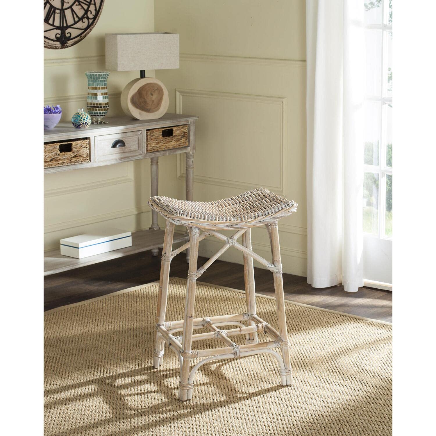 Home Collection Rayna Taburete de mimbre lavado natural 2