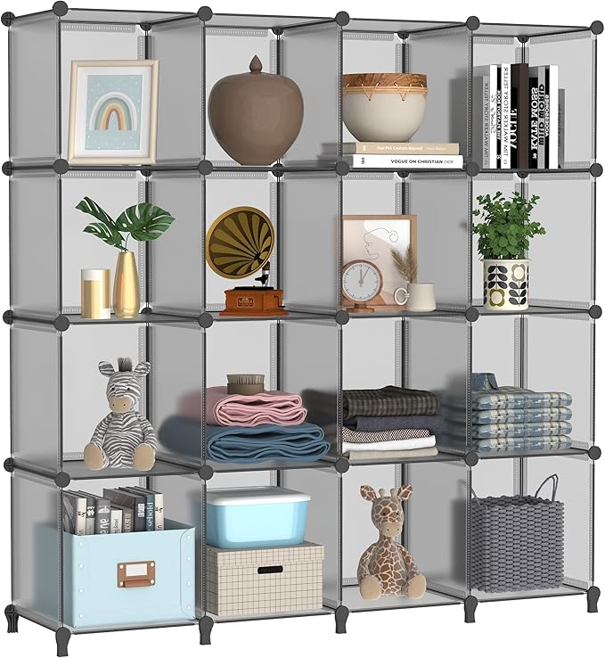 FUNLAX Closet Organizers and Storage, 16 Cube Storage Shelf Portable