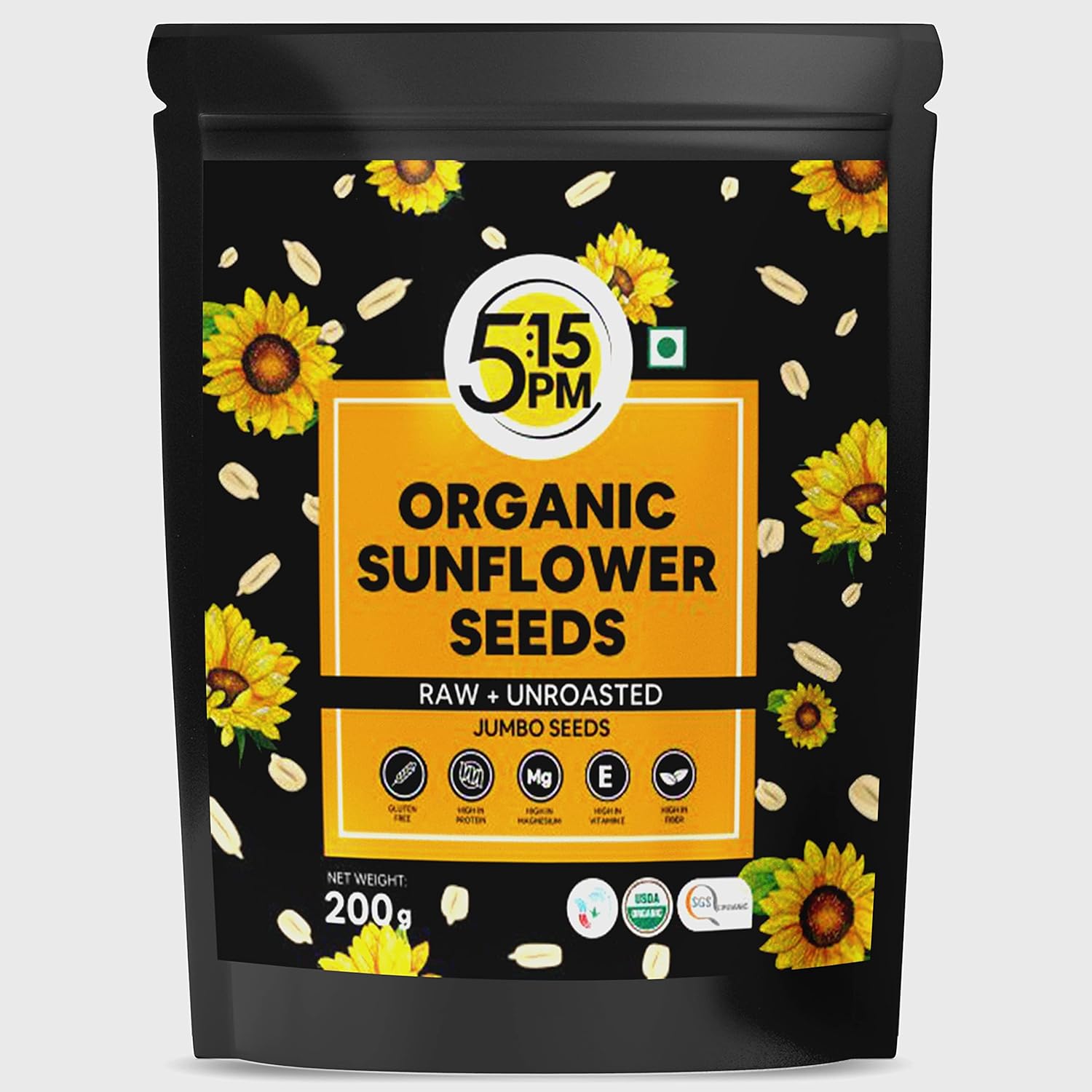 515PM Organic Sunflower Seeds 200gm Raw Sunflower Seeds for eating
