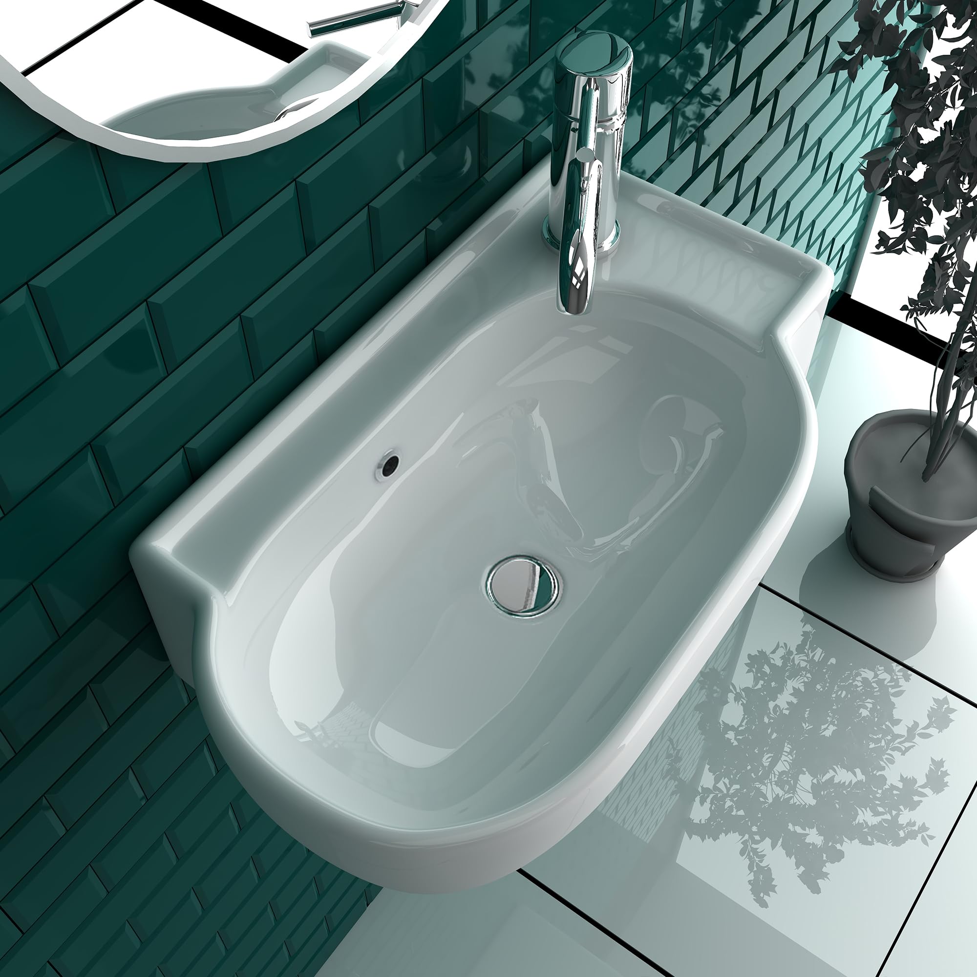 Alpenberger Waschbecken Bad Waschtisch 45 cm Breit Eckig Oval | Handwaschbecken Kleines Waschbecken Gäste WC & Badezimmer | Hängewaschbecken für Waschplätze | Gästewaschbecken Schmal Mini waschbecken
