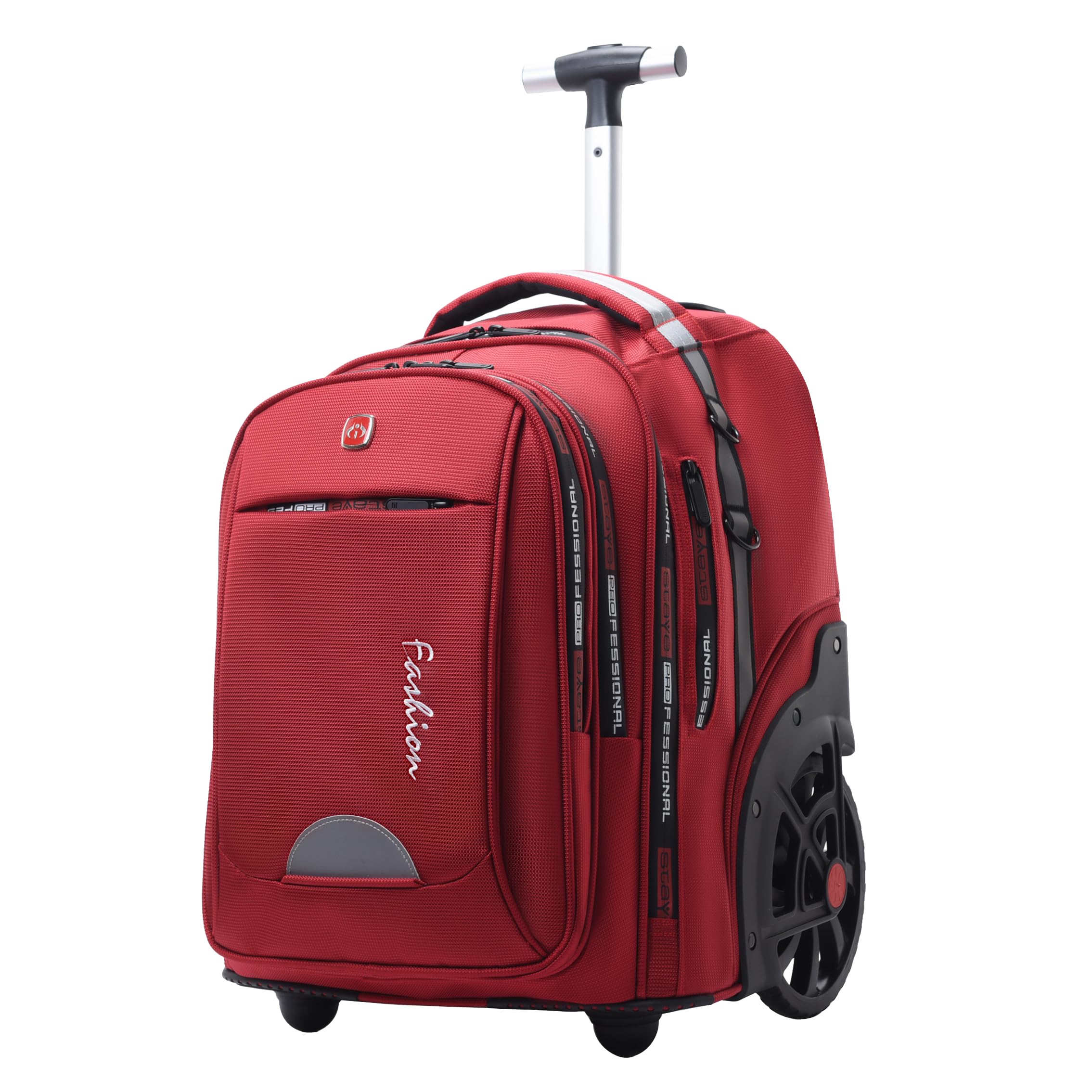 Rolling Backpack for Women, 22 Inch Backpack with Wheels for Business, College Student and Travel Commuter, Large Backpack on Wheels for Work (red)