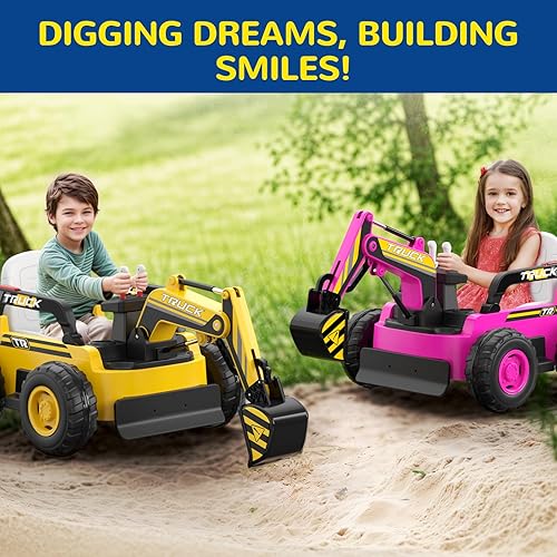 Miniatura 7 de LIGIANT Excavadora N9 Ride on Car con brazo de excavación totalmente eléctrico, motor de 4 x 75 W para todo terreno, batería grande de 12 V 10 AH,