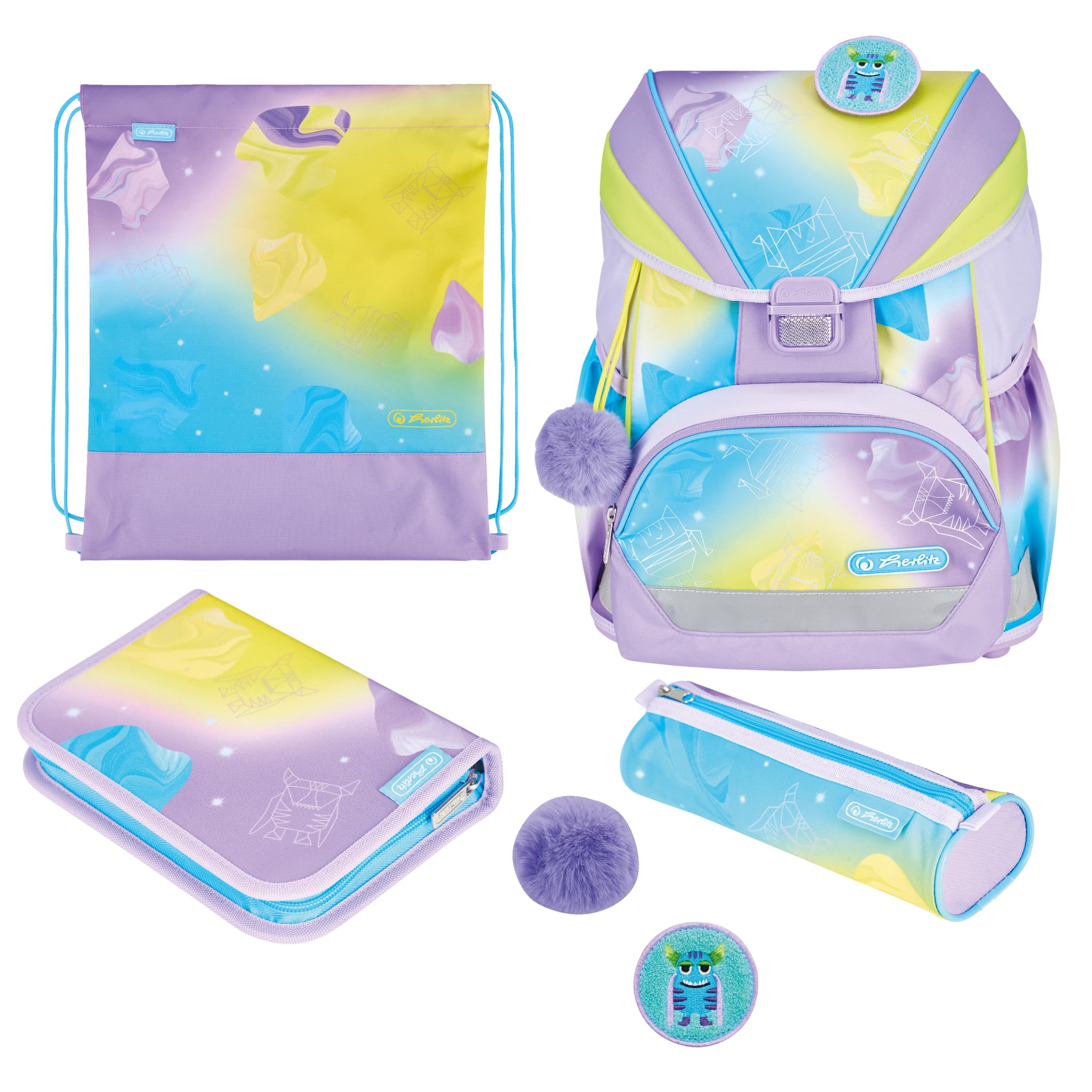Herlitz Unisex Ultralight XL tornister szkolny dla dzieci, liliowy, jasnozielony, turkusowy, liliowy, jasnozielony, turkusowy, 39 x 32 x 23 cm, 22 l