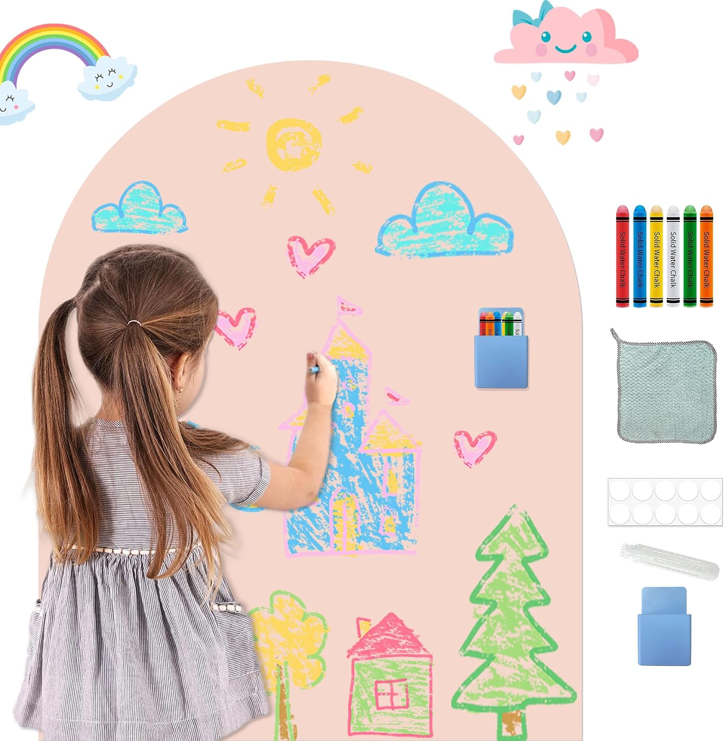 Magnetic Wall Decal for Kids Arch Magnet Chalkboard for Playroom 31.5"x39"