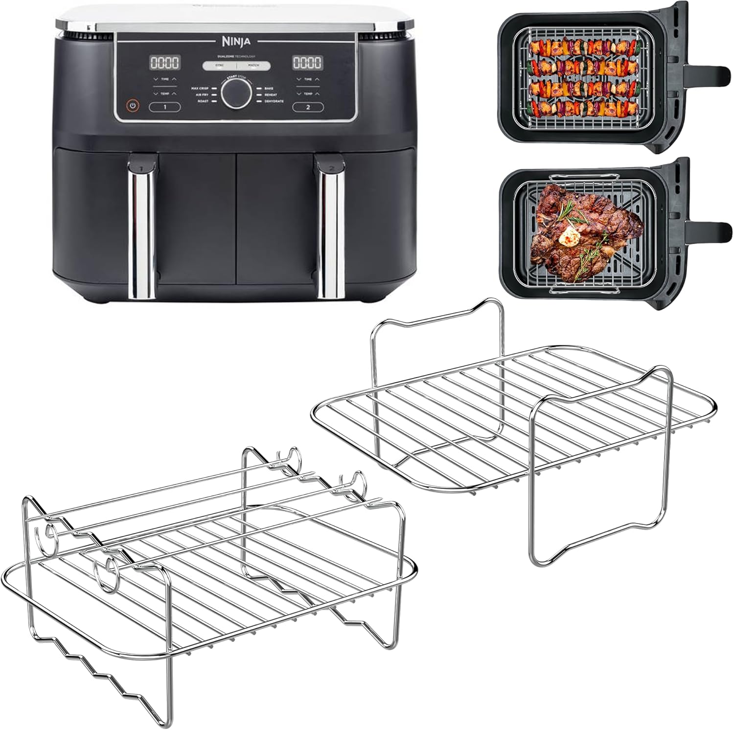 Premium 2Pcs Ninja AF400UK & AF451UK Air Fryer Racks Set Specifically