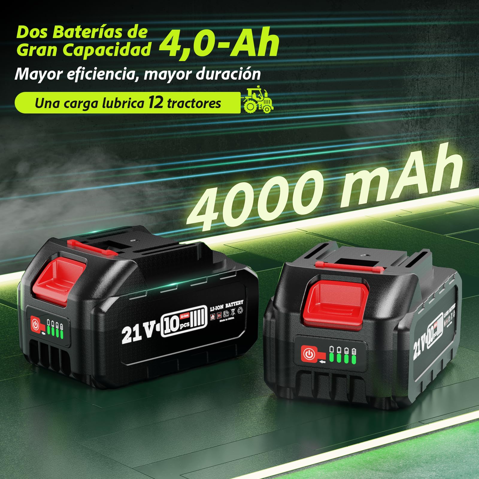 TaskStar Engrasadora 2 en 1 con 2* Baterías de 4000 mAh, [Mucho más Fácil de Usar] Engrasadora a Batería con Adaptador de Acoplador de Pistola de Engrasar de 90 Grados, y Luz LED Brillante