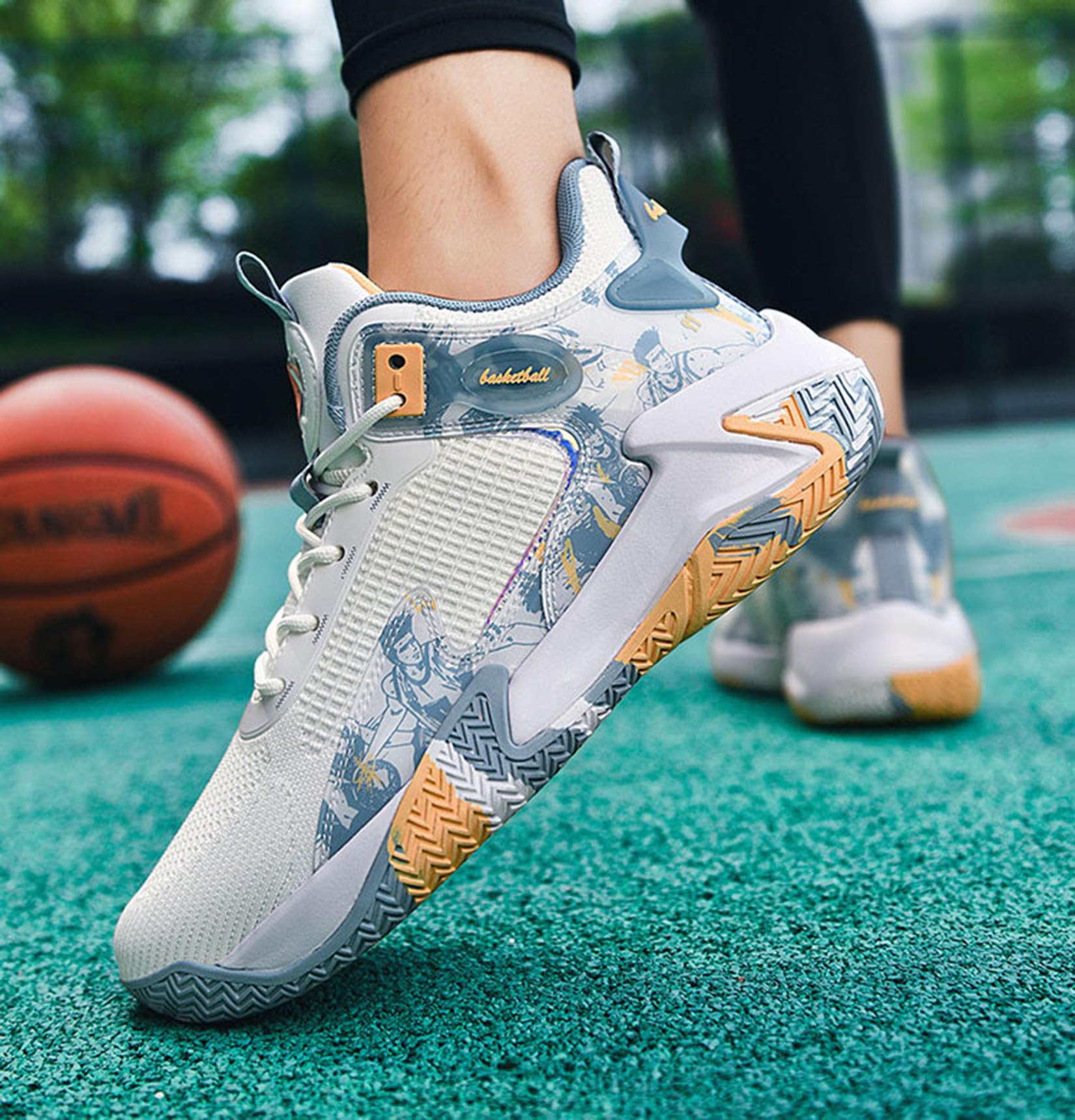 Męskie Siatkowe Buty Do Koszykówki Chłopięce Buty Sportowe Buty Treningowe Do Koszykówki Outdoor(45 EU, Q1)