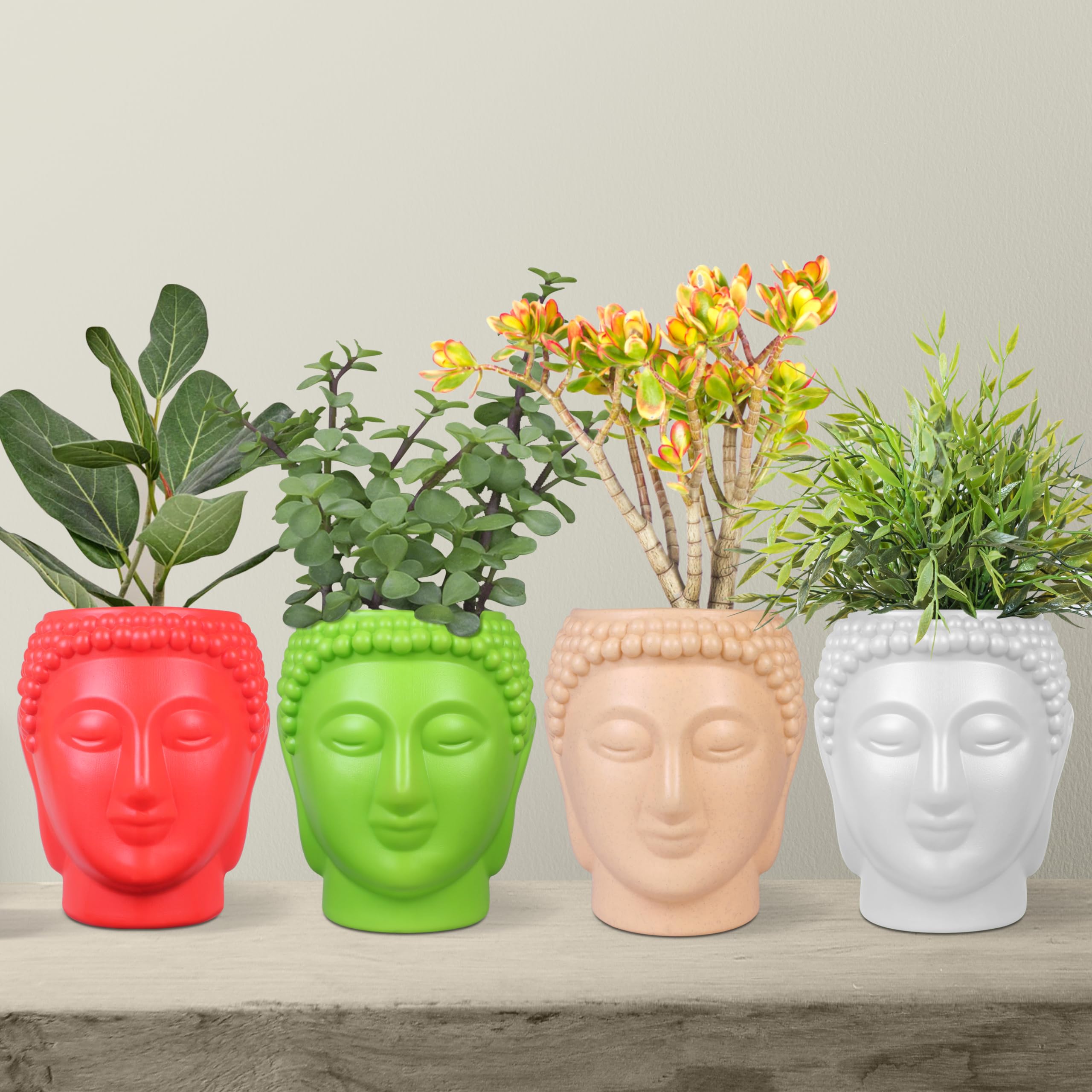 Worketrix® UV Treated Plastic Buddha Planter Flower Vases | Flower Pots Used for Indoor | Outdoor| Tabletop | Bonsai | Ideal for Gifting Purpose and Home Décor Pack of 4 (B0CRRT5W3R) Amazon Price History, Amazon Price Tracker