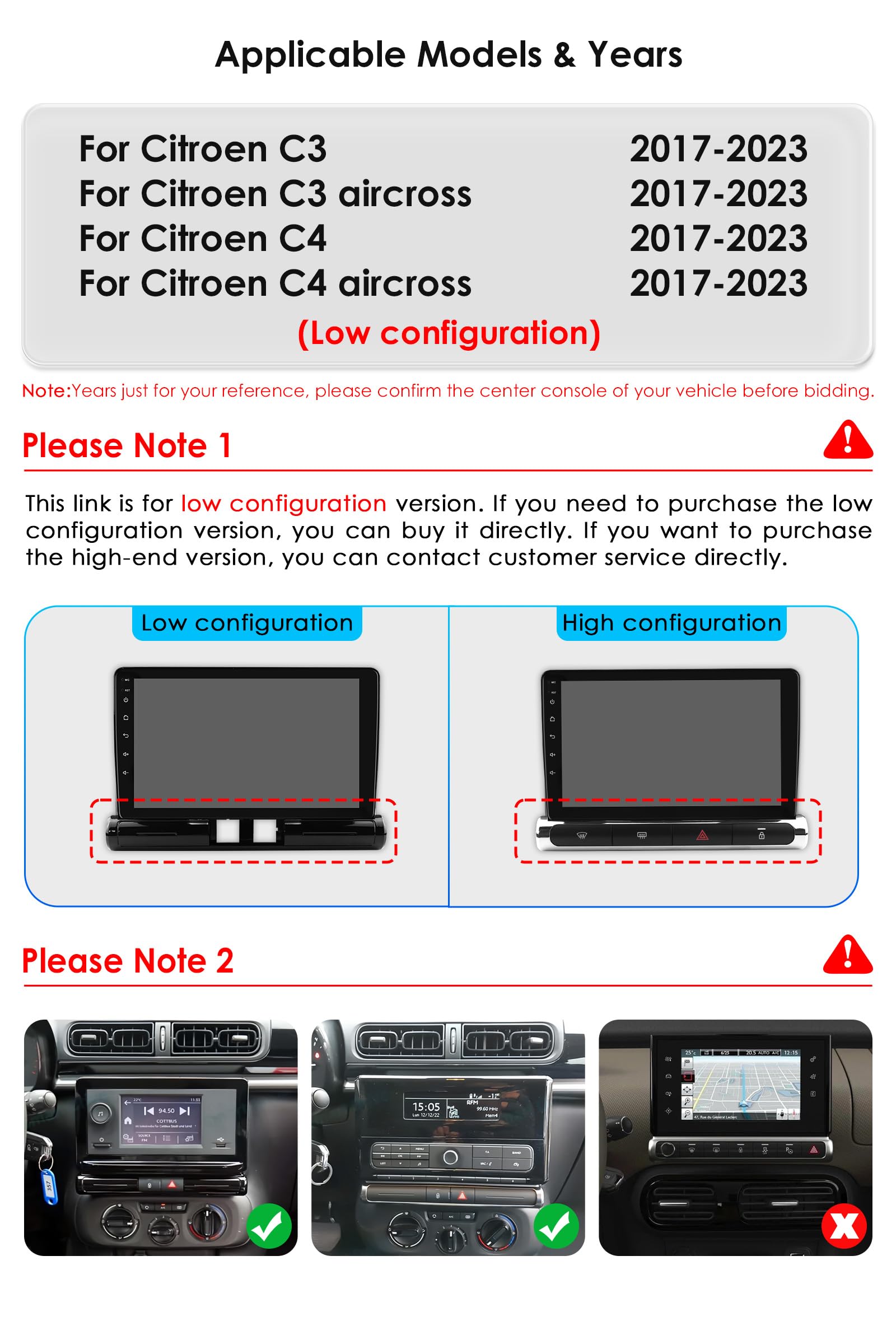 Android 13 Car Radio per Citroen C3/C3 aircross 2017-2023 per Citroen C4/C4 aircross (Brasile) 2017-2023 con Carplay Wireless Auto Android 8-Core 4G + 32G QLED Schermo WiFi Navigazione Bluetooth 5.0