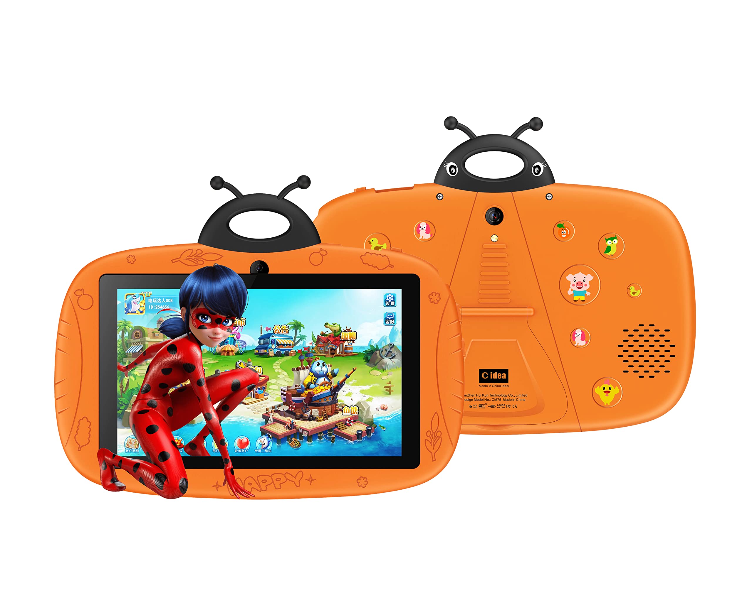 CM75 Android Kids Smart Tablet 7-Inch Display Wi-Fi and Bluetooth Built-in Stand Early Education Learning Tab (Orange)