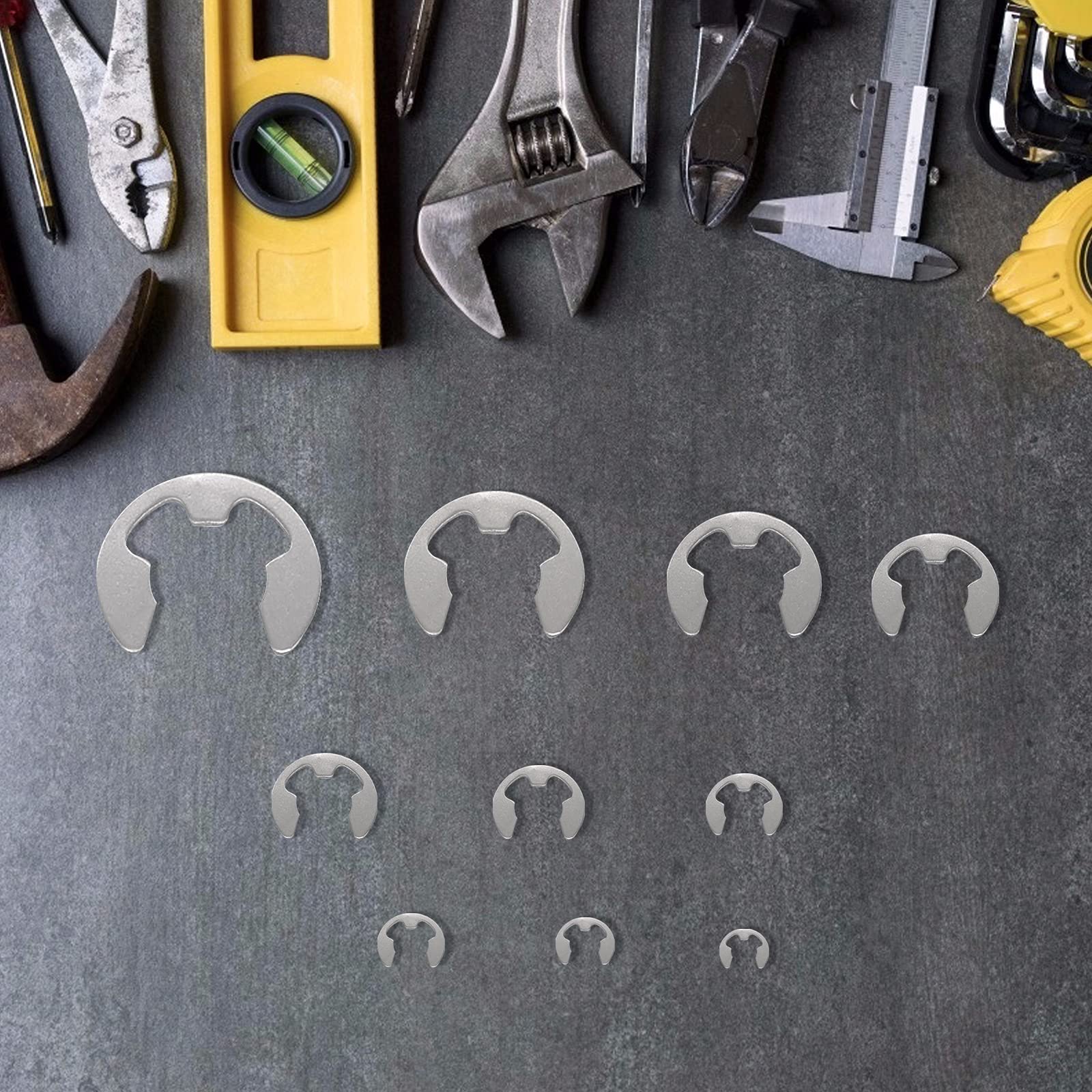E-clip Esterna Anello Sicurezza In Acciaio Inox, 120 pezzi 10 Dimensioni Snap Anello di Sicurezza Interno Snap Anello Assortimento Kit 1,5 mm - 10 mm per Officina Tuttofare