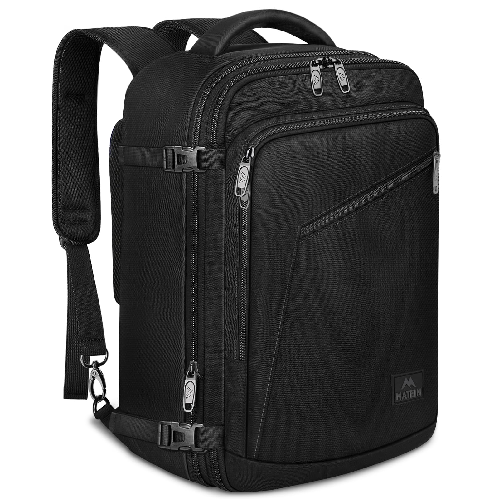 MATEIN Zaino per Ryanair 40x20x25, Zaino da Viaggio Piccolo Bagaglio a Mano Aereo per Donna Uomo, 20L Borsa da Cabina Zaini Casual Espandibile Travel Bag per Ryanair, Wizzair, Easyjet, Nero