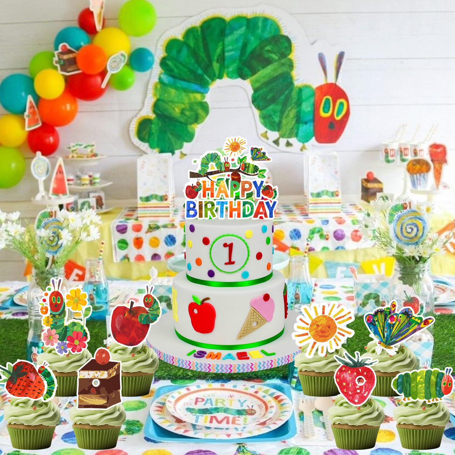 25pcs Very Hungry Caterpillar Cake Decorations - Image 2