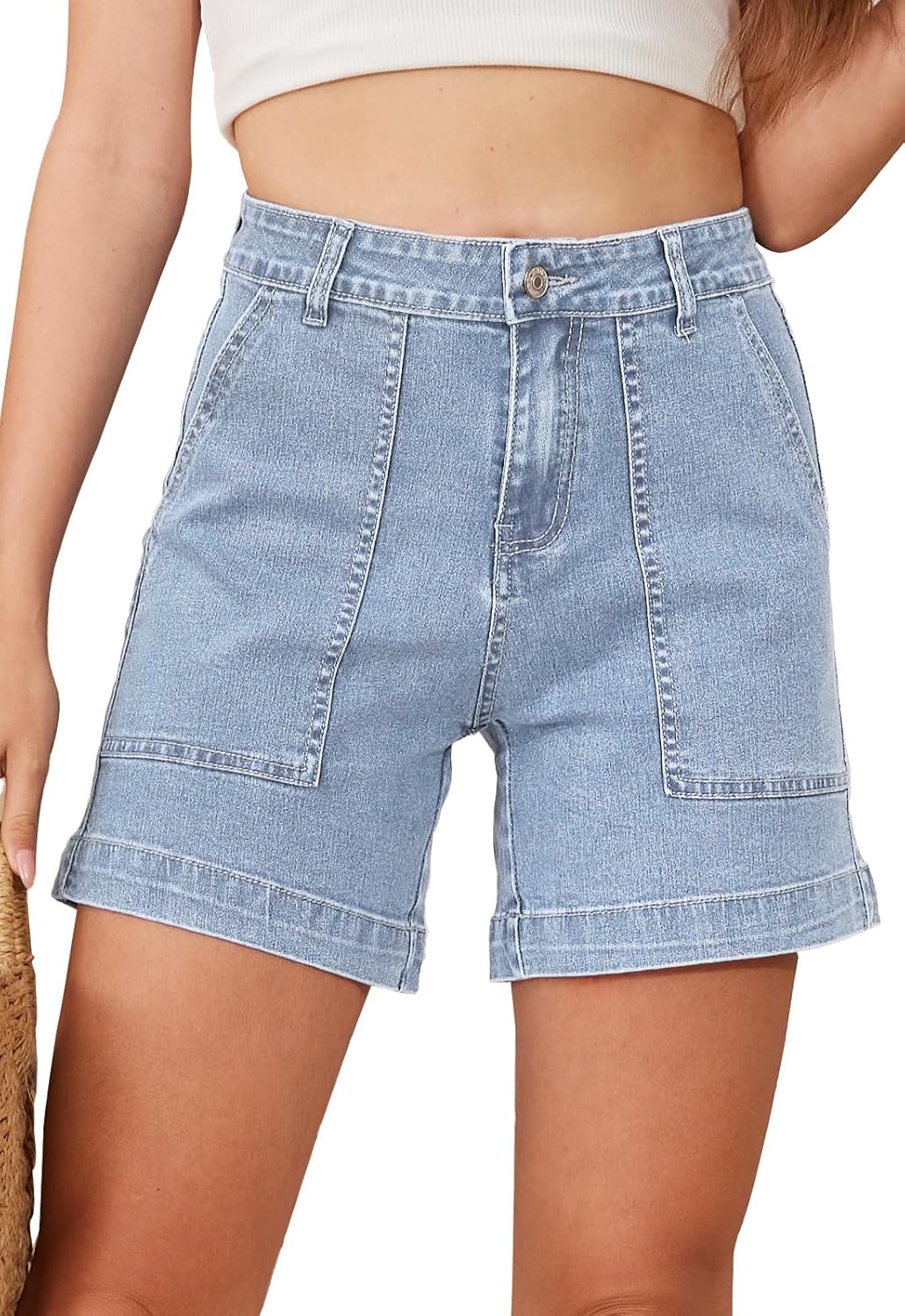 Women’s Summer Stretch Jean Shorts with Pockets Casual High Waisted Denim Shorts Women’s Summer Stretch Jean Shorts with Pockets Casual High Waisted Denim Shorts