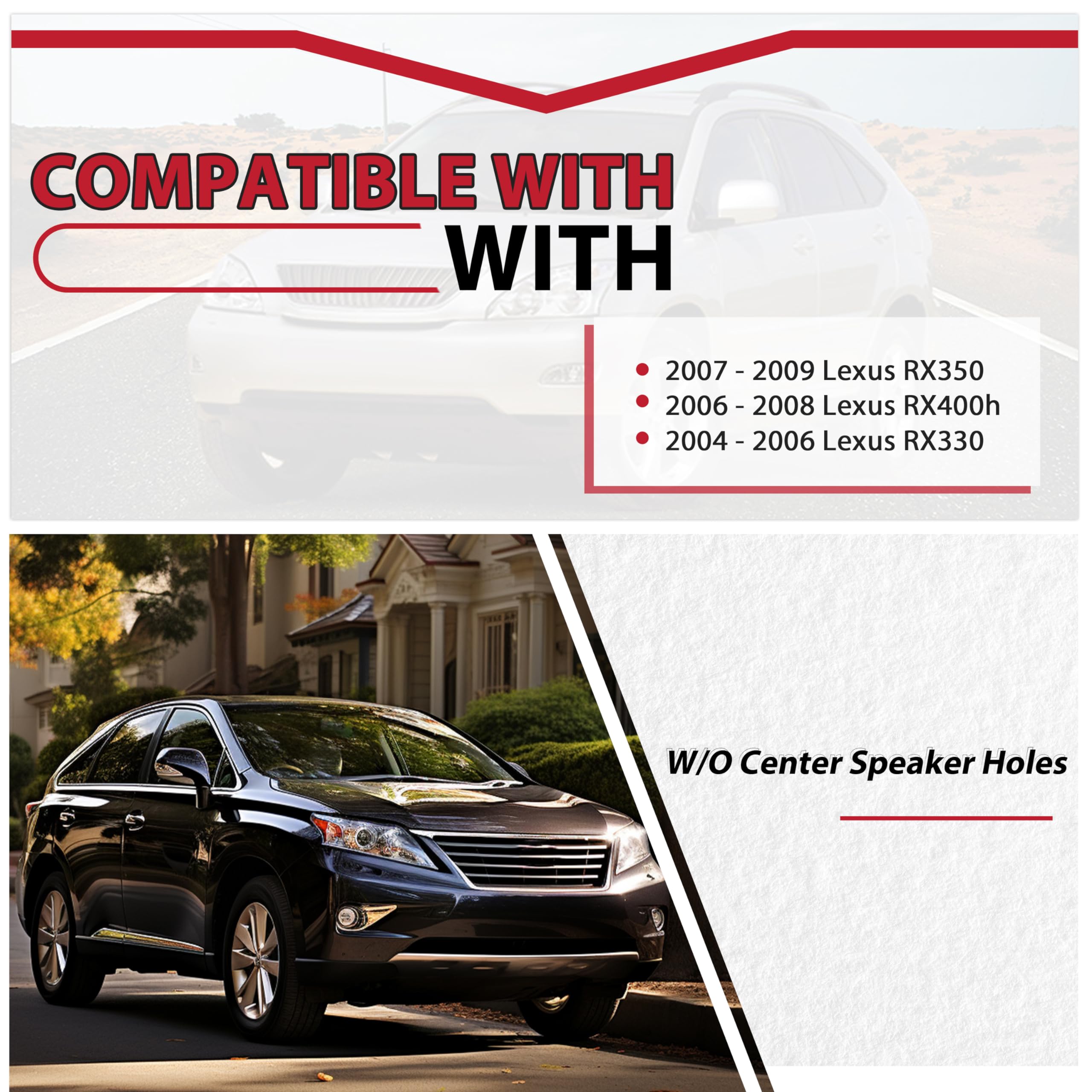 HECASA Brown Molded Dash Cover Compatible with Lexus 2007-2009 RX350 & 2006-2008 RX400h & 2004-2006 RX330 w/o Center Speaker Holes (Cover ONLY!!!NOT A Replacement!!!)