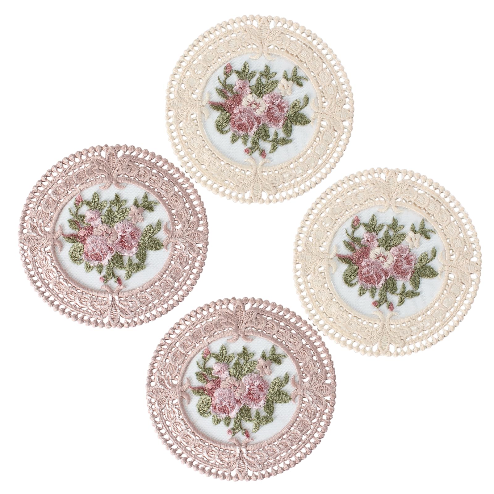 Amazon｜【4枚セット】アンティーク調 レースコースター 刺繍