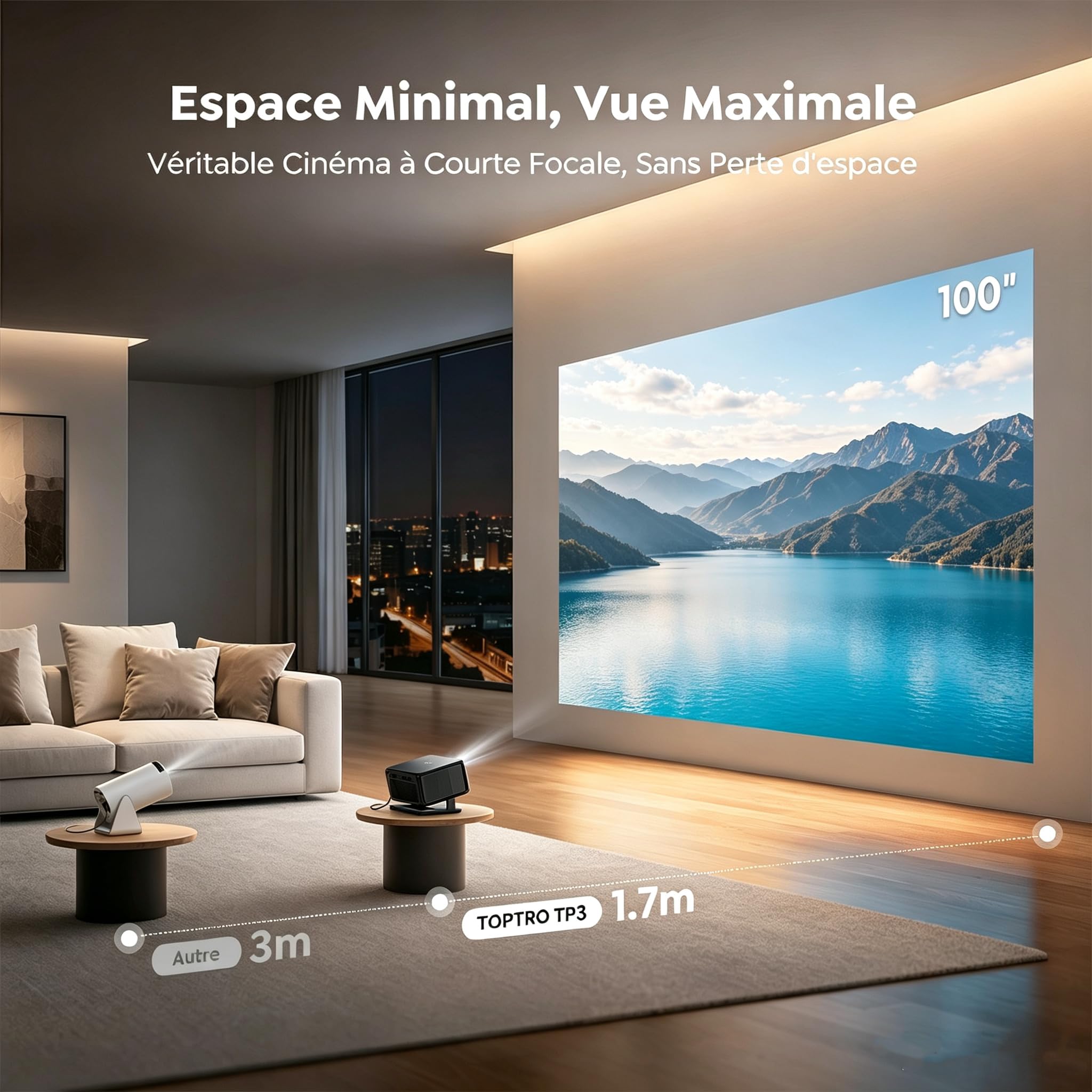 TOPTRO Vidéoprojecteur 4K【Google TV & Contrôle Vocal】 Projecteur Video FHD 1080P HDR10, Auto Focus/ 6D Keystone Rétroprojecteur avec WiFi, Bluetooth 5.4, Videoprojecteur Portable pour Home Cinéma