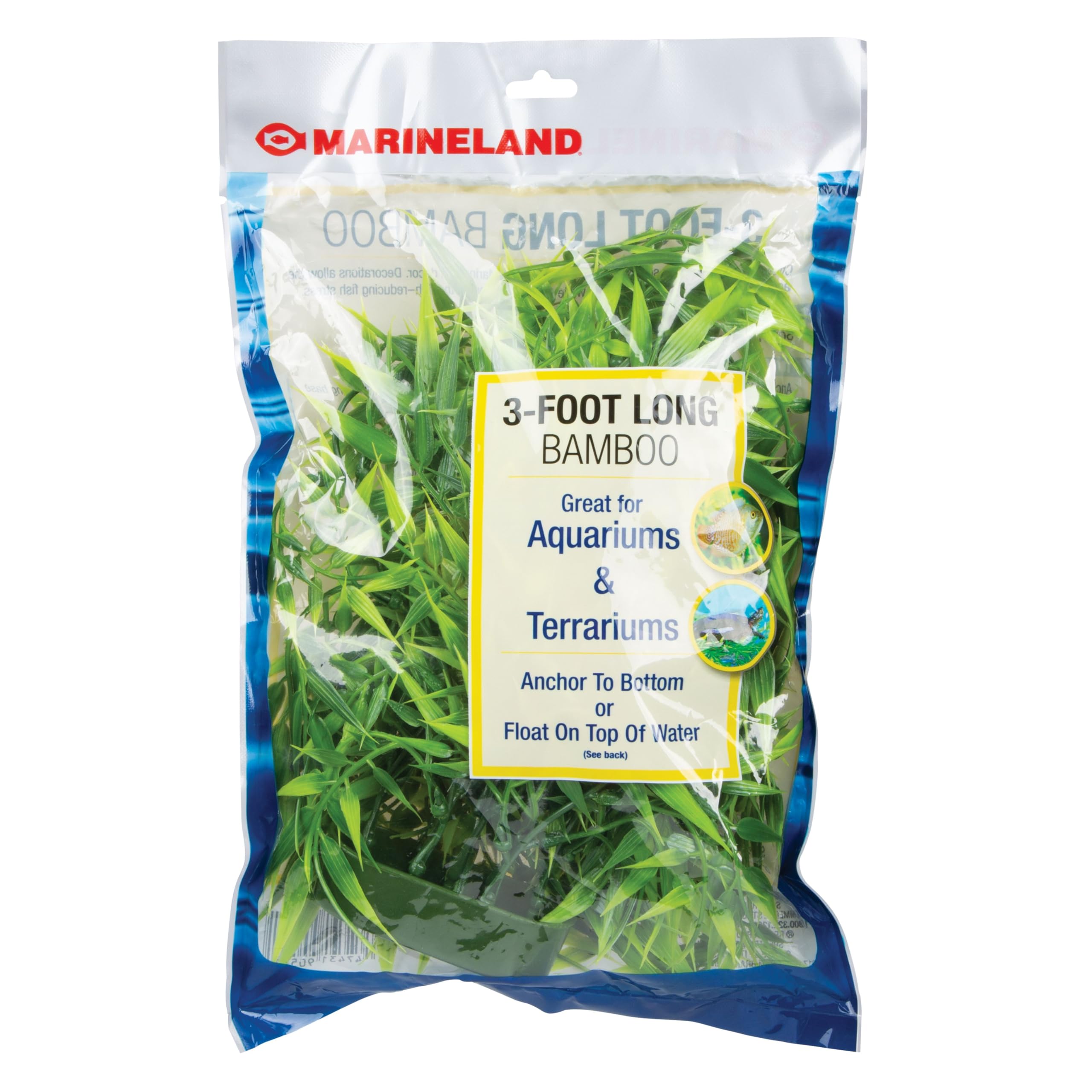 Marineland 3 Feet Plastic Bamboo Plant, Décor For aquariums and Terrariums
