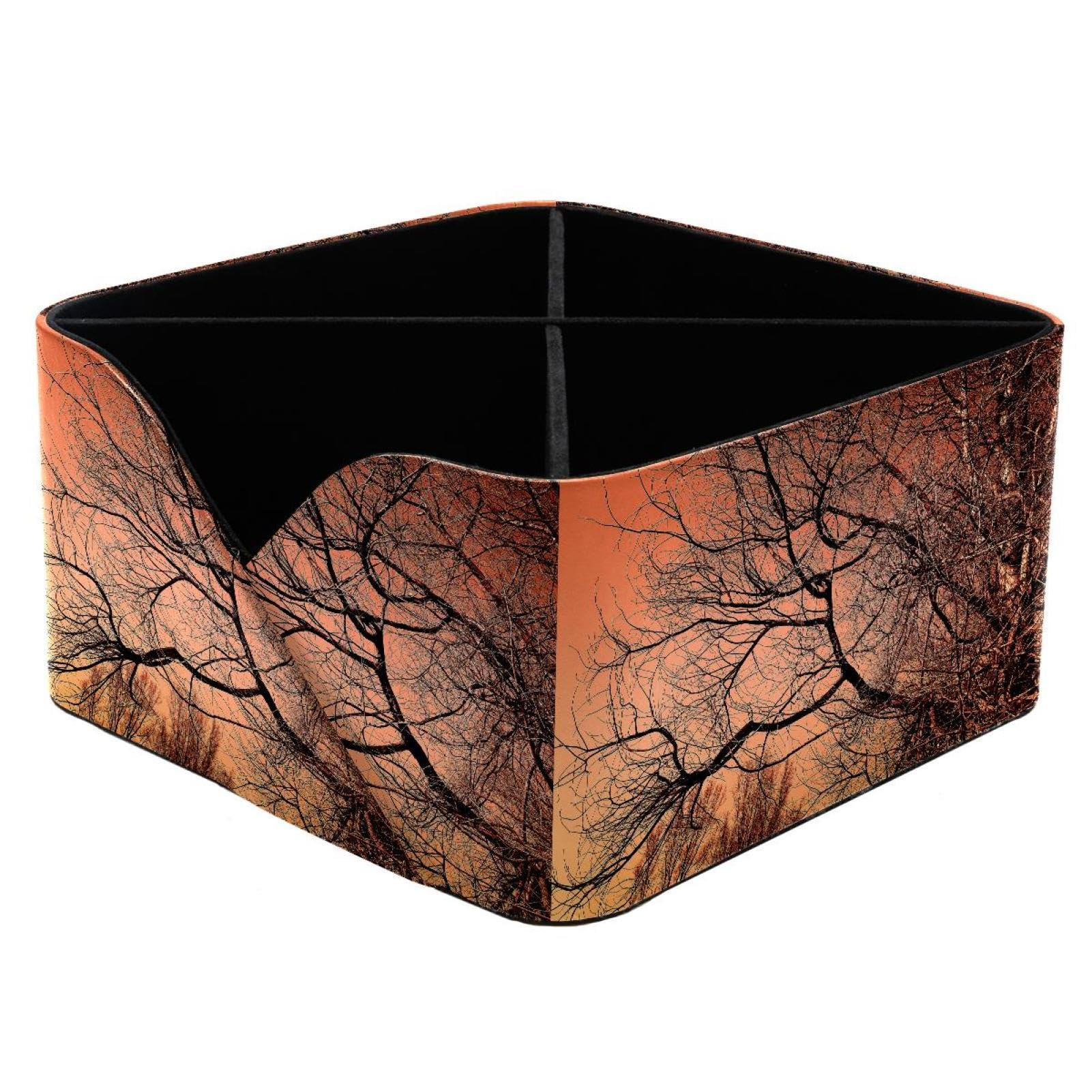 KengjuTesu Sunset Tree Branch Desktop Organizer Pen Holder, Rectangular Pencil Cup for Office, Study and Makeup Stations