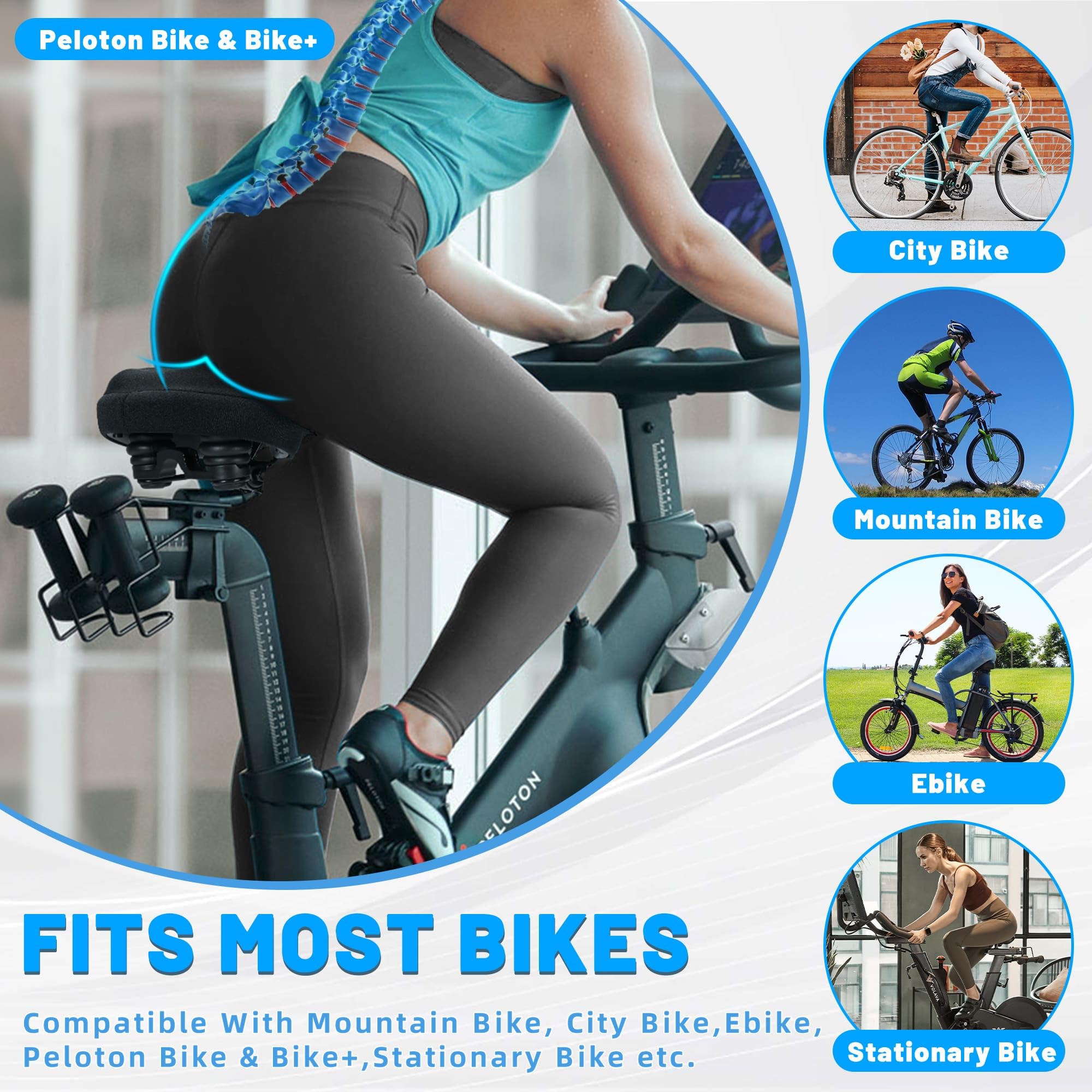 KOOOGEAR Oversized fietszadel voor mannen en vrouwen, comfortabel