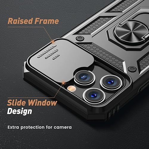 Miniatura 4 de Goton Armor - Funda para iPhone 13 Pro con cubierta deslizante para cámara y soporte, funda resistente de protección de grado militar, soporte de