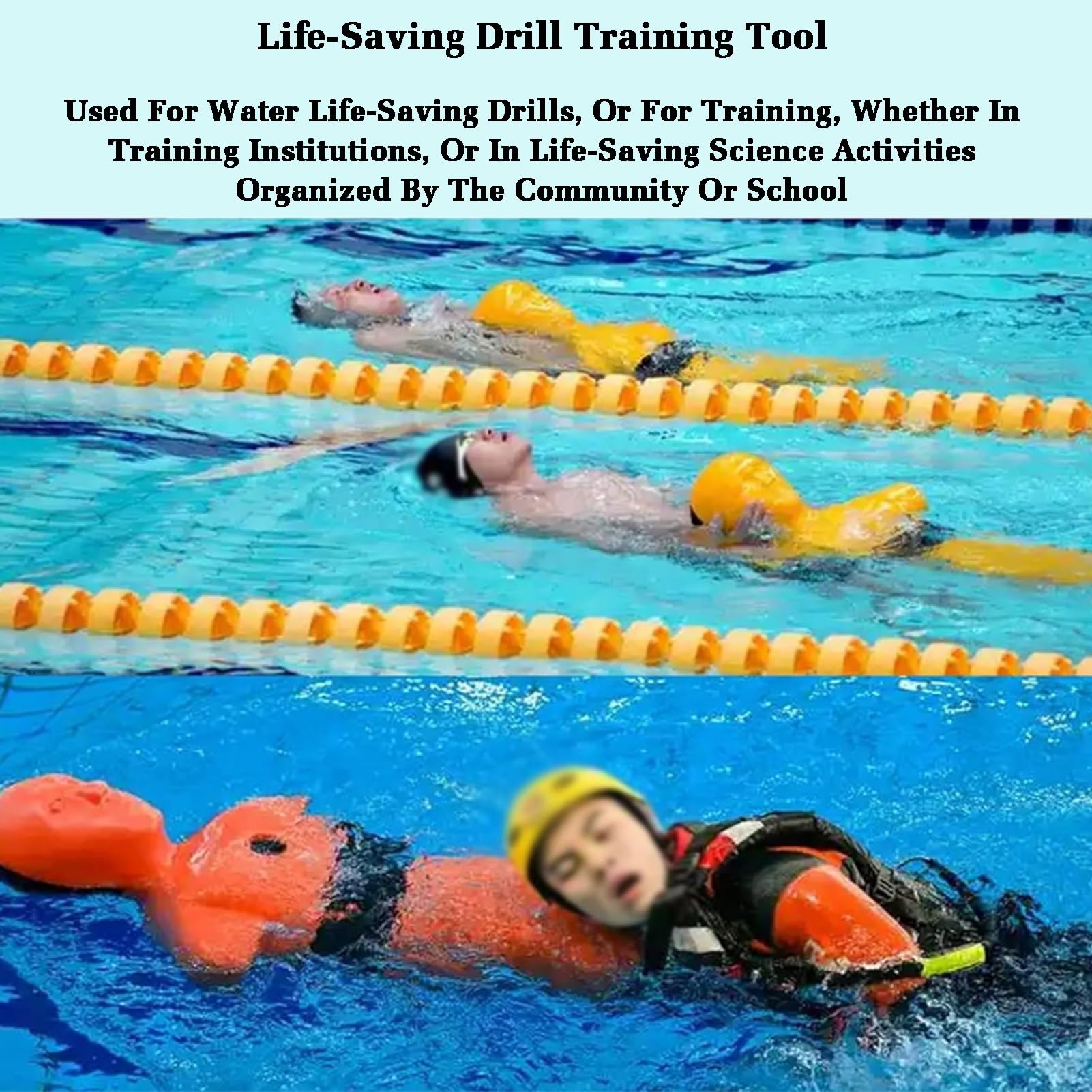 Chupete de entrenamiento de seguridad en el agua para prevención de ahogamientos, diseño de drenaje rápido para adolescentes y adultos