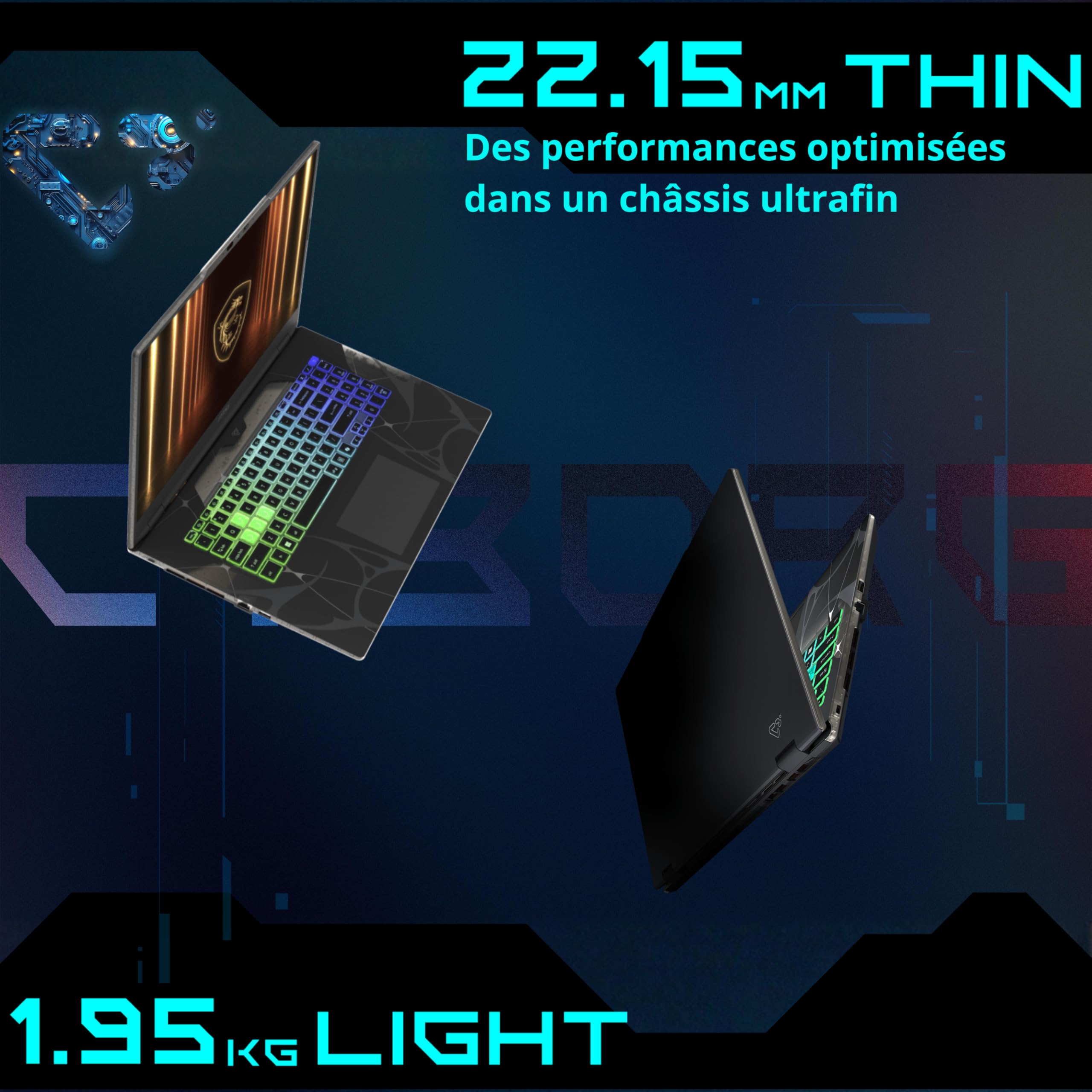 MSI Cyborg 15 B13WEKG-669FR : Intel i5-13420H - 16GB DDR5 - SSD 512GB - Nvidia RTX5050 8GB - 15.6' Full HD 144Hz - Windows 11 Famille - 5