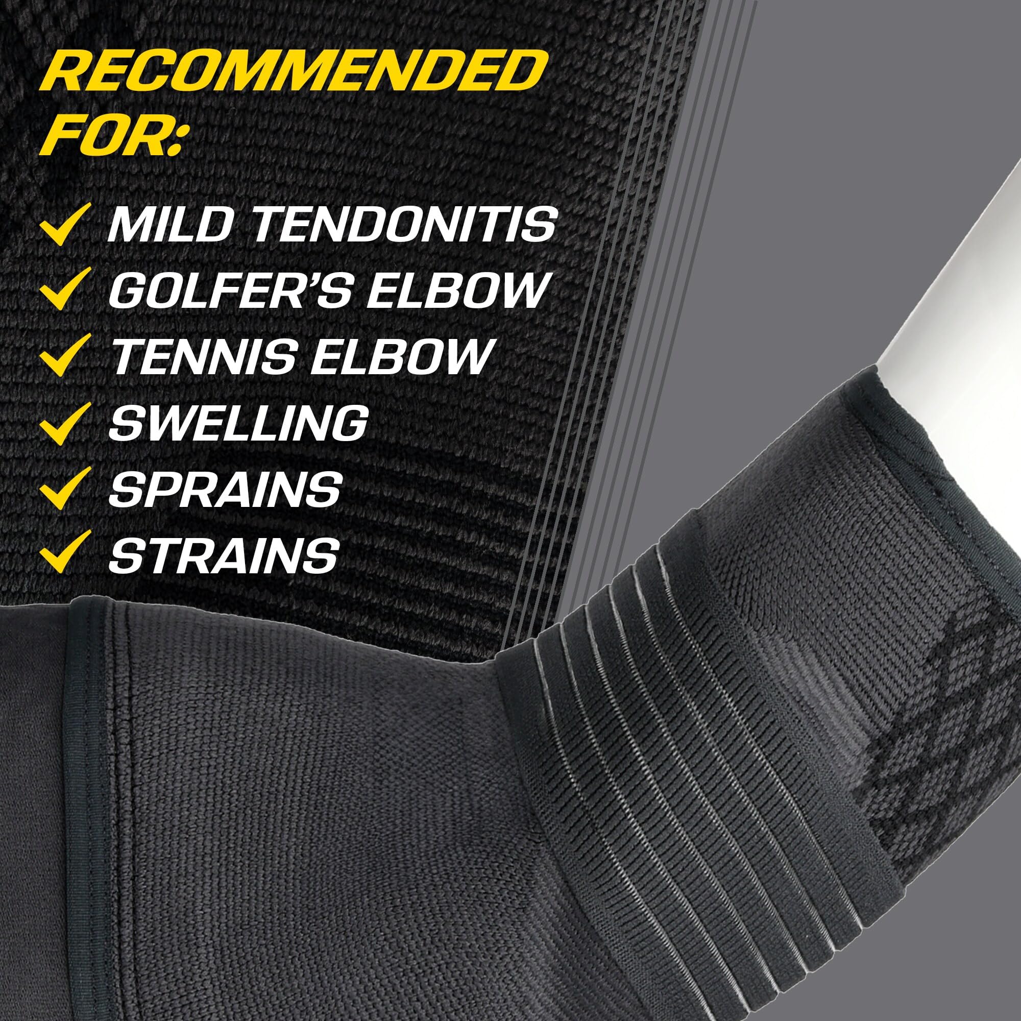 FUTURO™ Premium Compression Elbow Sleeve, with Wrap-Around Strap and Two Gel Pressure Pads, for Mild Tendonitis, Golfer’s Elbow, Tennis Elbow, Swelling, Sprains, and Strains, Large/XLarge