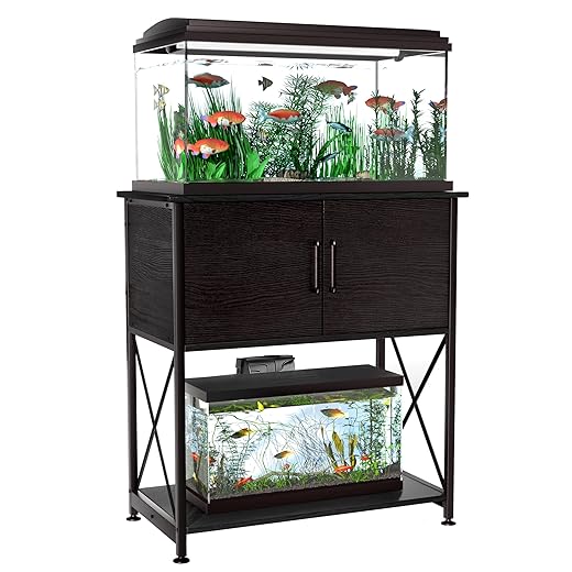 20-29 Gallon Aquarium Stand Metal Frame Fish Tank Stand with Cabinet Storage, for 20 Gallon Long Aquarium,30.7" L*16.5" W Tabletop,330LBS Capacity Black PG01YGB