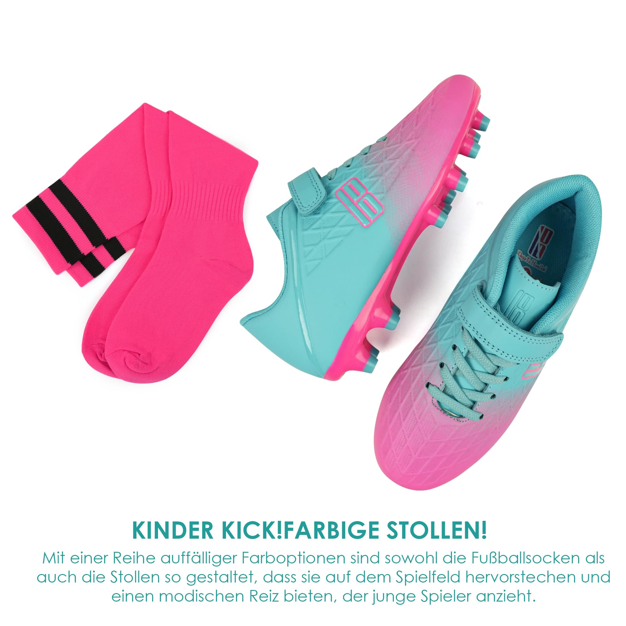 JABASIC Buty piłkarskie dla dzieci Firm Ground Football buty dla chłopców i dziewczynek, buty piłkarskie ze skarpetkami