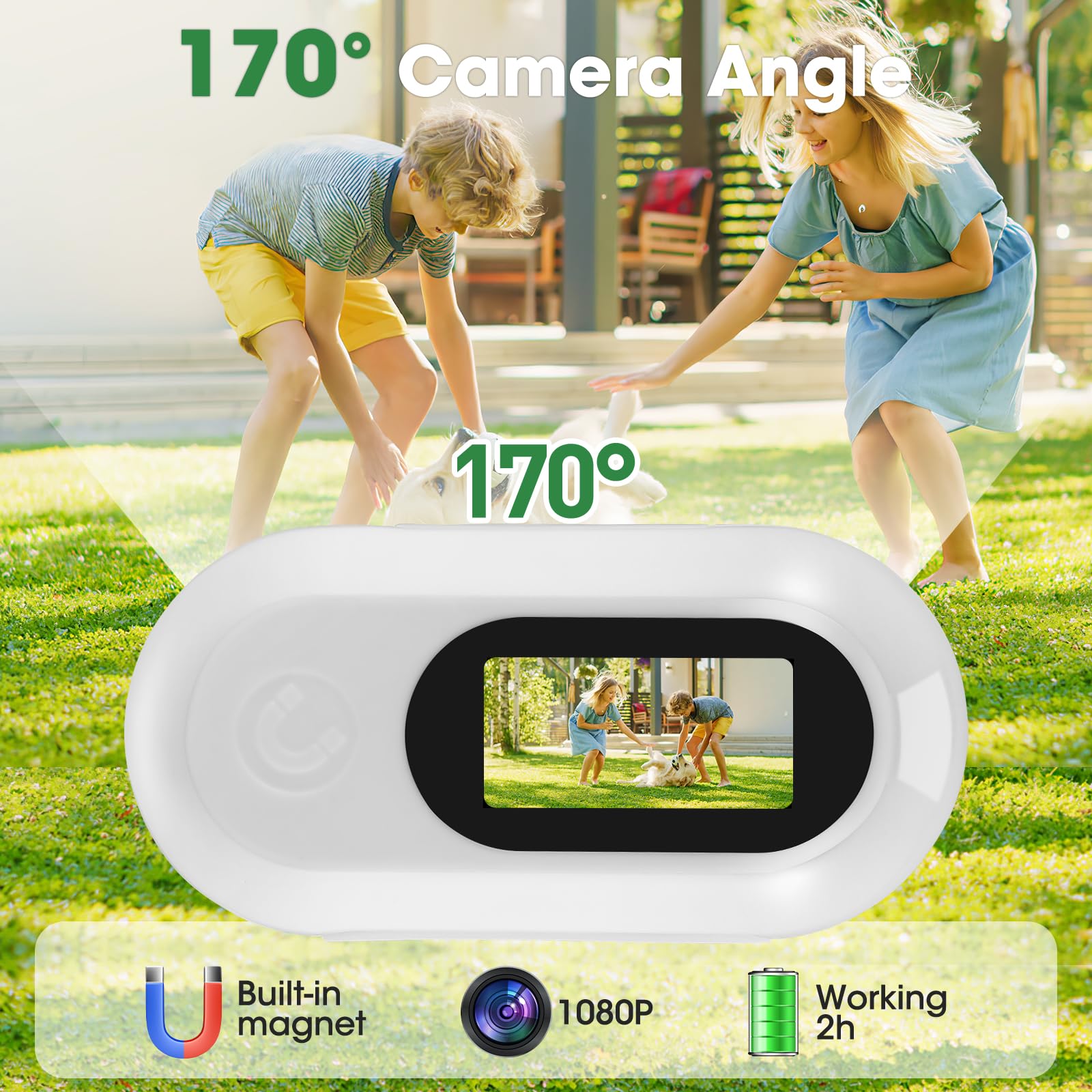 1080P HD - Collar para cámara de gatos, con gran angular de 170° y tarjeta SD de 32 GB, mini cámara de acción deportiva, cámara de gato para grabación de vídeo y fotos, cámara de animales para gatos