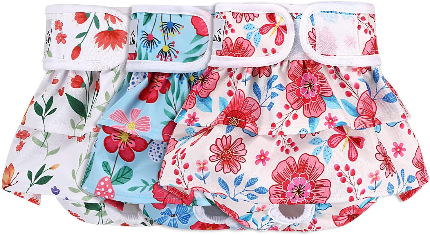 SlowTon Reusable Dog Nappies Male, 3 Pack Washable Diapers Belly Bands