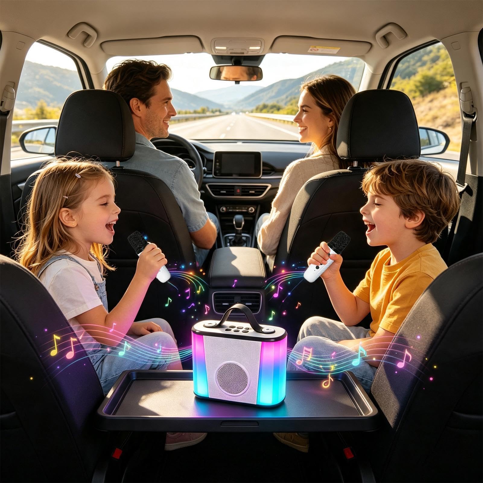 Máquina de Karaoke para niños Altavoz Recargable con Micrófonos Y Luz