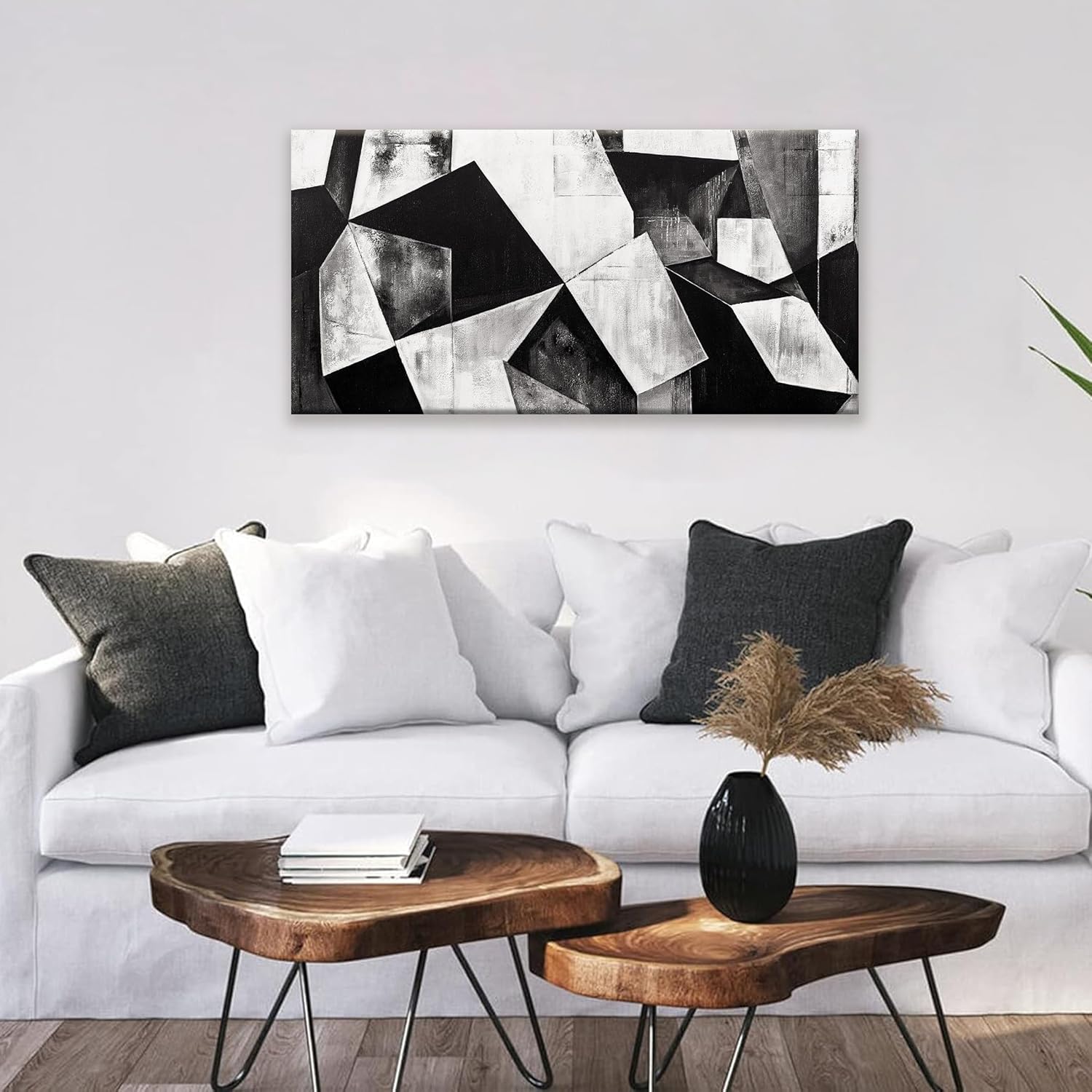 TAIJXAGSG Large Abstract Wall Art For Living Room Black And White Canvas Art Wall Decor Picture Painting Brown Maximalist Decor Artwork For Bedroom Dinning Room Modern Home Wall Decor 29x58 In