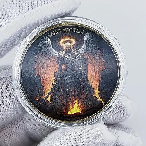 Miniatura 2 de Moneda de desafío The Arcángel Saint Michael Salmo 9110-11, regalo inspirador para protección espiritual y fe (paquete de 3)
