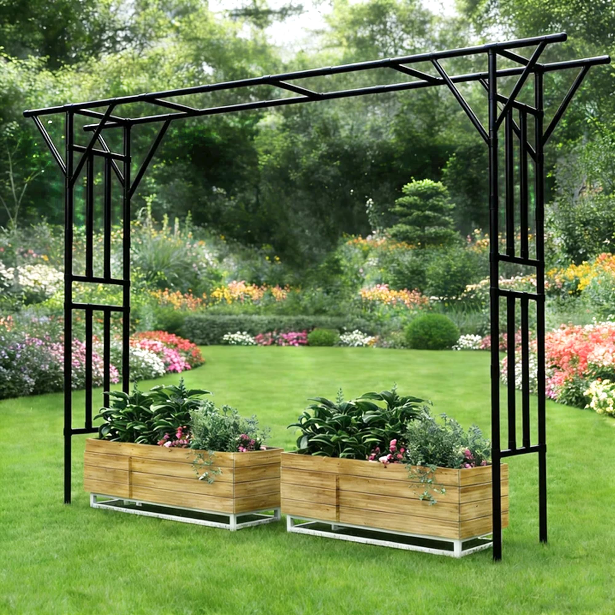 Amazon.com : Carotex Flat Top Garden Arch Trellis Pergola, 11.8 x
