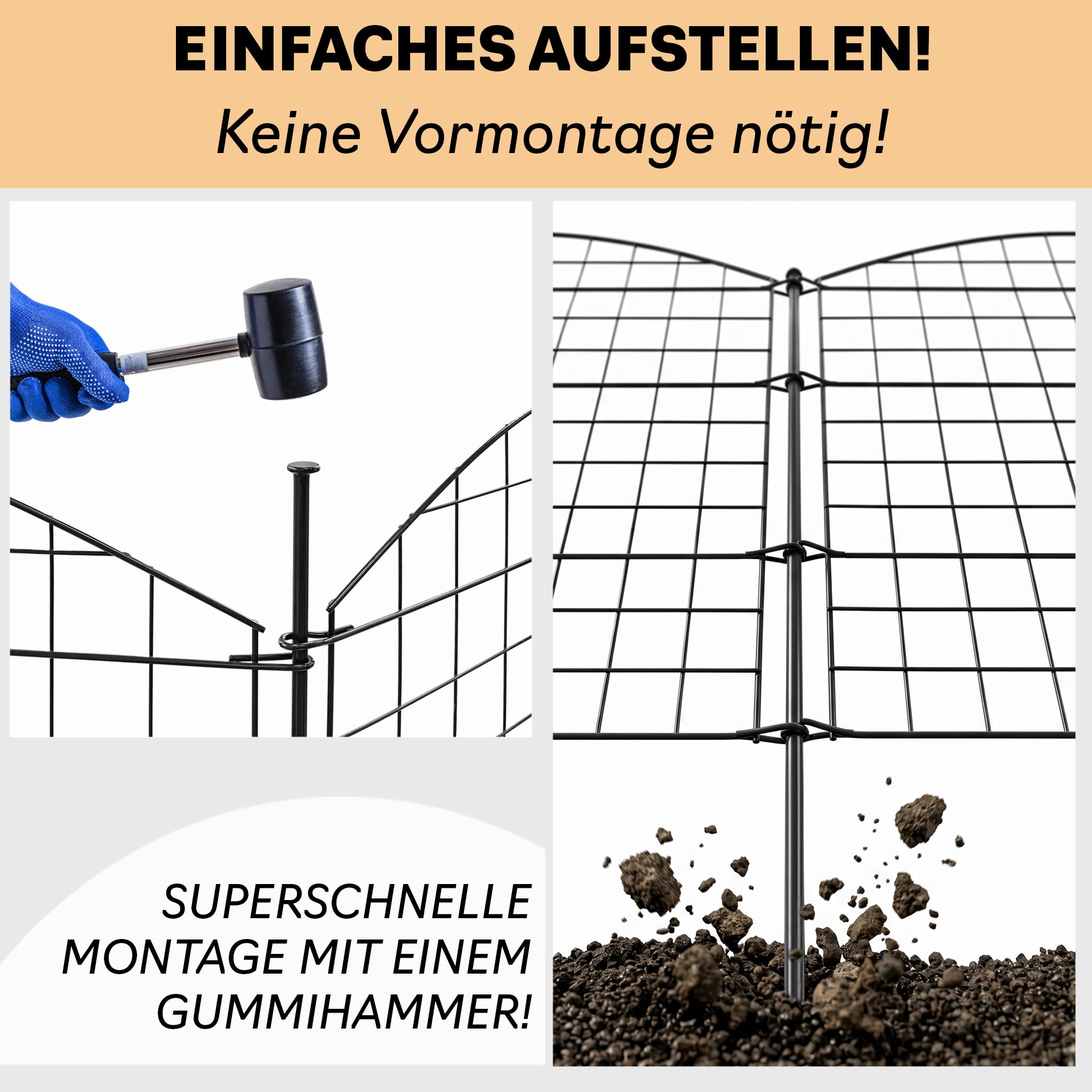 Zaun Steckzaun Gartenzaun Teichzaun für Garten 18 Zaunelemente V2Aox