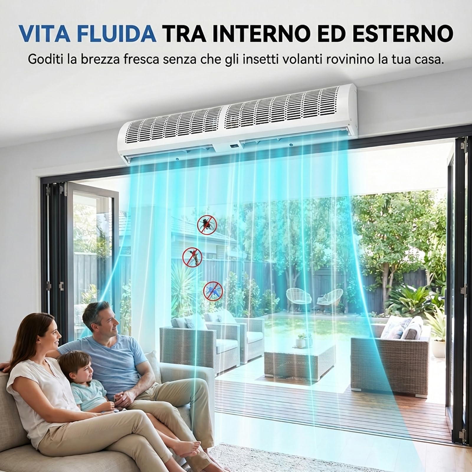 Barriera d'Aria, Cortina d'Aria Commerciale a Parete, Alta Velocità a 2 Velocità, Basso Rumore, Risparmio Energetico, per Ingresso, Negozio e Ristorante