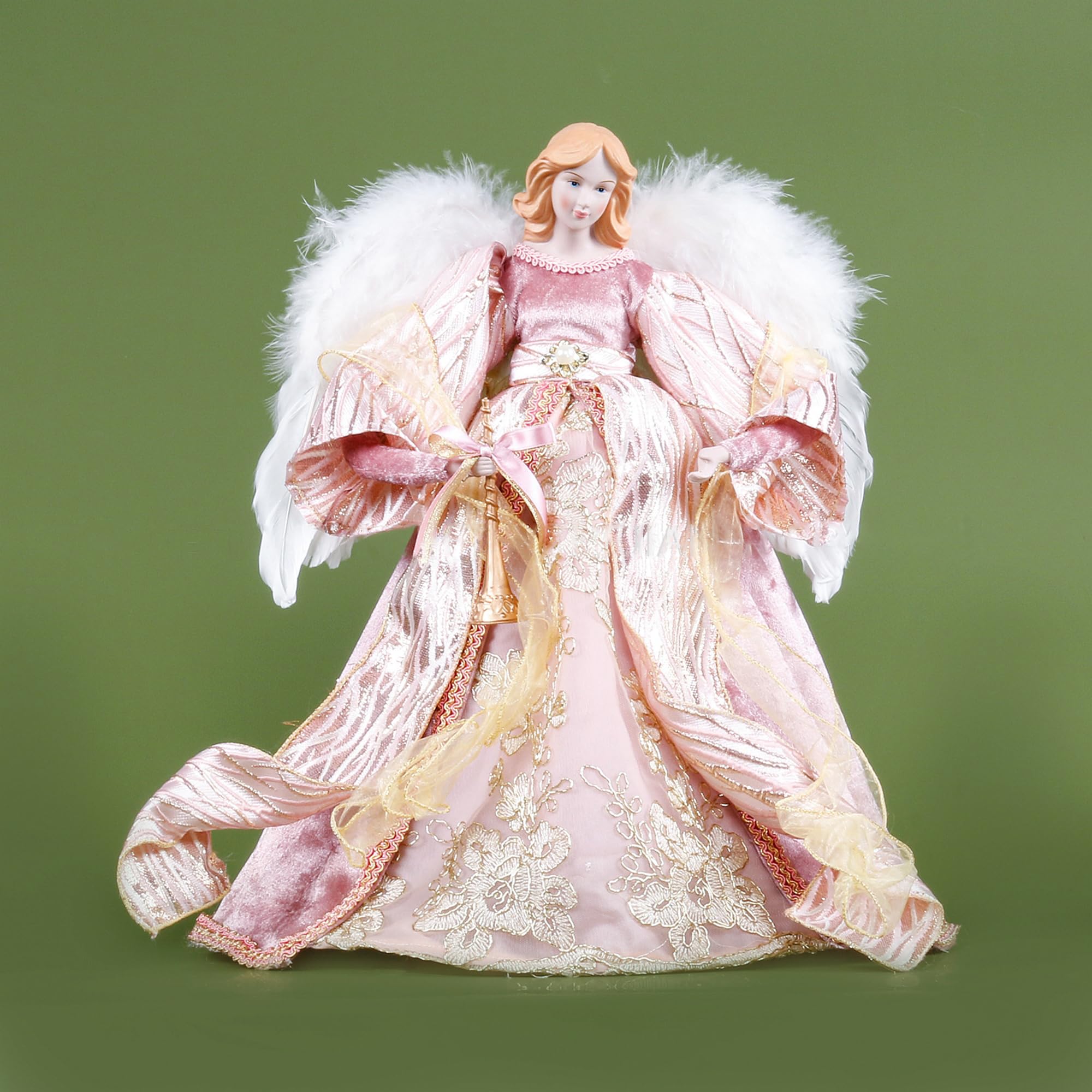 Amazon.com: Christmas Angel Tree Topper with Pink Dress, Delicate Angel Figurine with White Feather Wings, Handmade Christmas Standing Ornament for Holiday Home Decor and Gifts 15.7 inch : Home & Kitchen