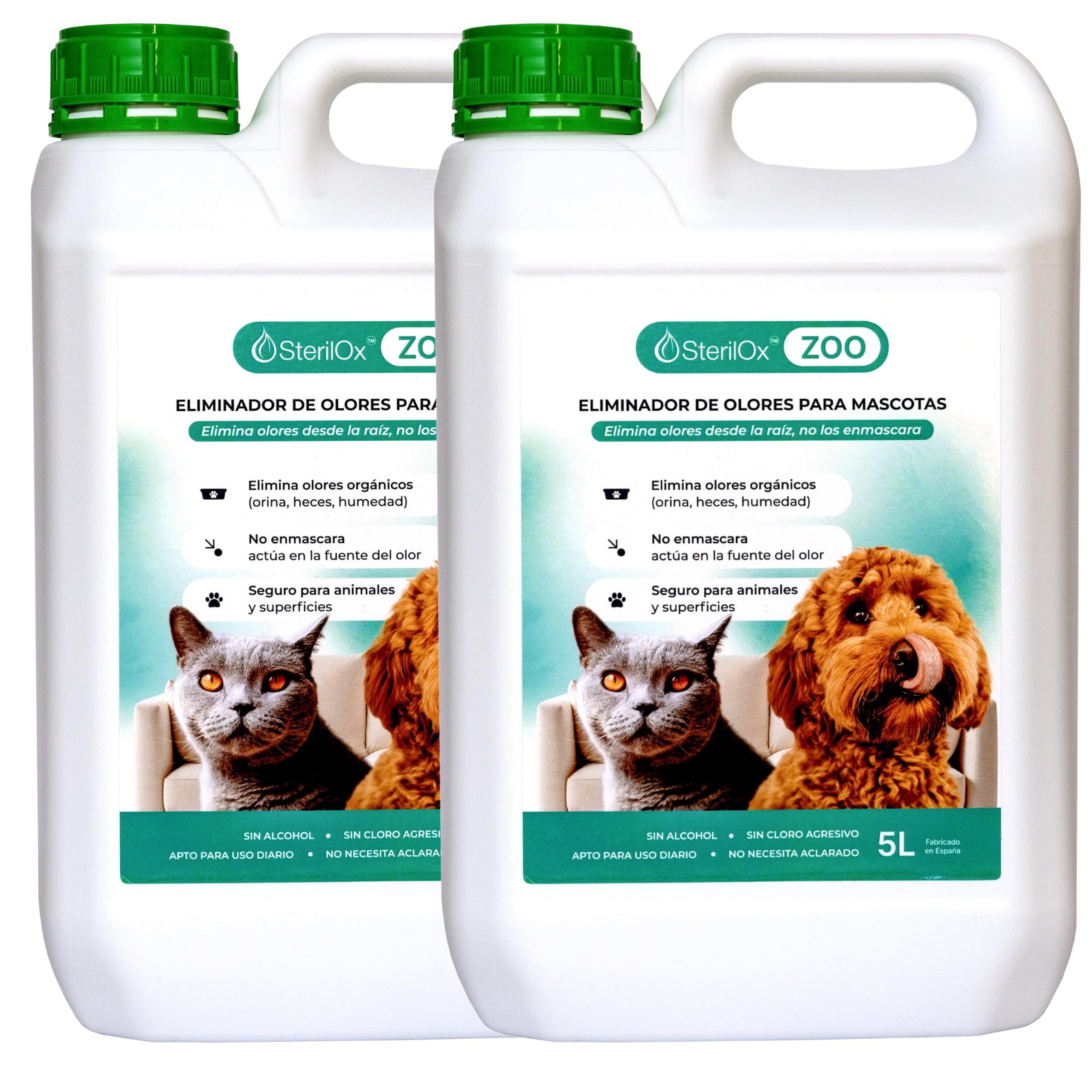 ZOO 2 x 5 L Eliminador de Olores Perros y Gatos Sin Alcohol