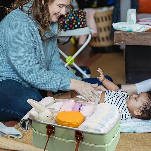 Miniatura 9 de Organizador de bolsa de pañales, organizador de automóvil para cosas de bebé con tapa, cesta de almacenamiento impermeable para baby shower para
