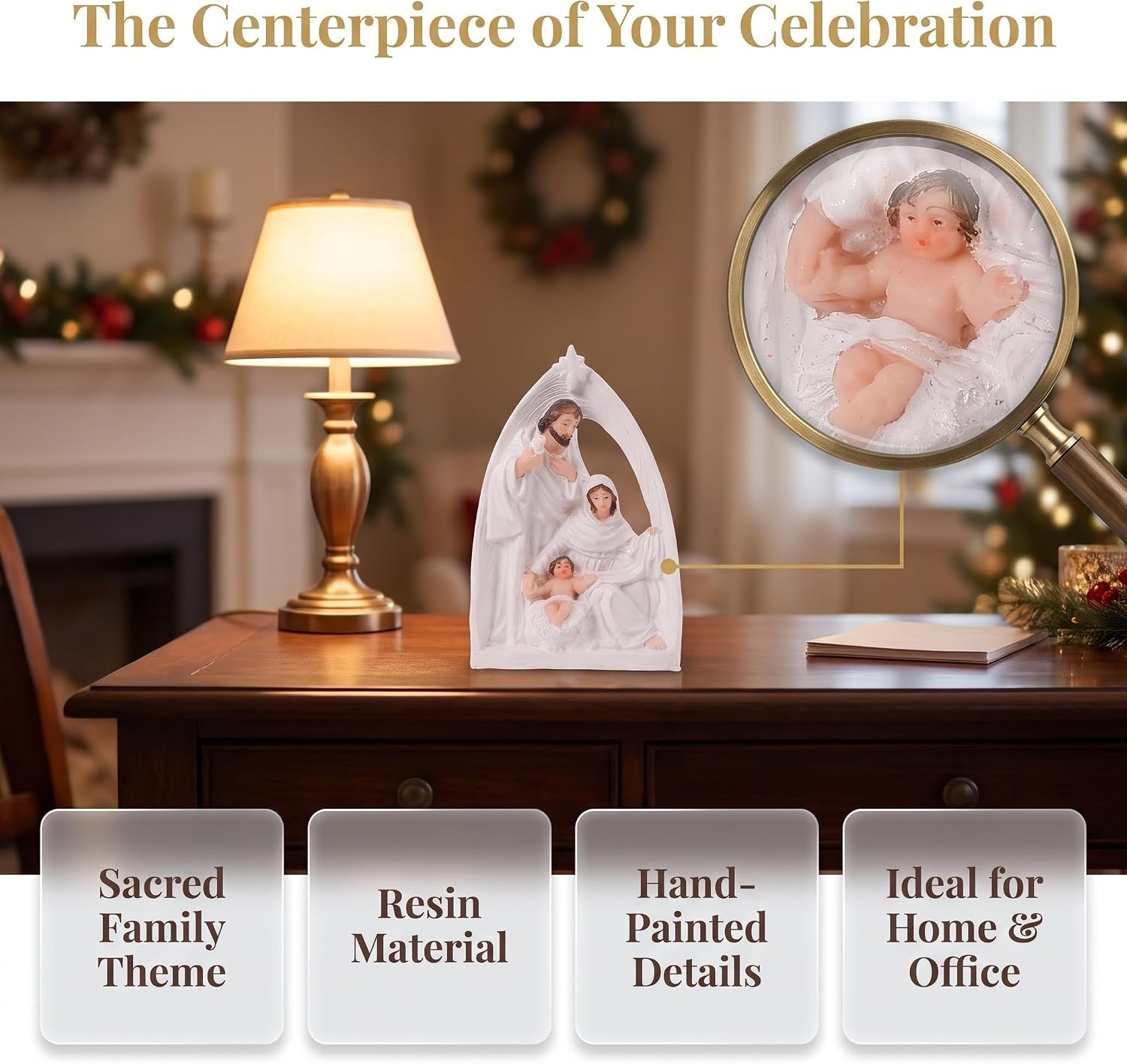 Xmas Nativity Family Ornament Resin Holy Family Tabletop Figurine