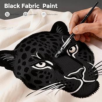 Nicpro Black Fabric Paint, 8.45 oz (250 ml) Fabric Paint for