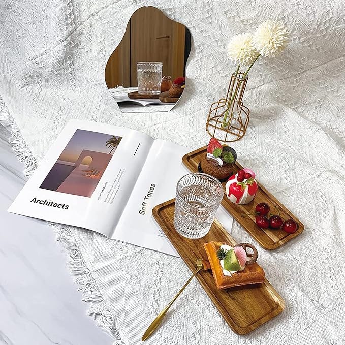 Bandeja de Baño Larga de Madera de Acacia, Organizador para Toilet, 11 x 4 Pulgadas miniatura 5