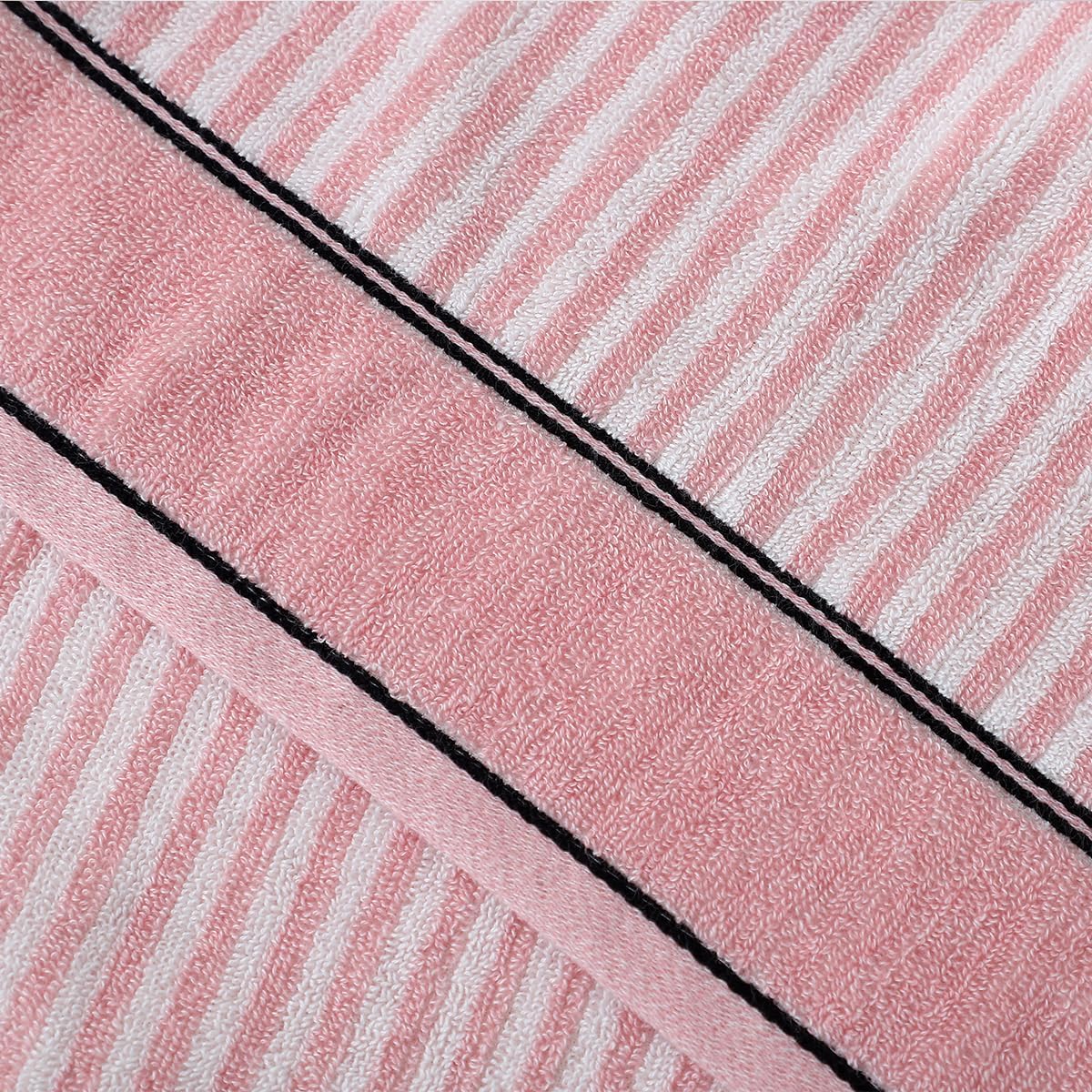 Pidada Hand Towels Set of 2 100% Cotton Striped Pattern Absorbent Soft Decorative Towel for Bathroom (Pink)