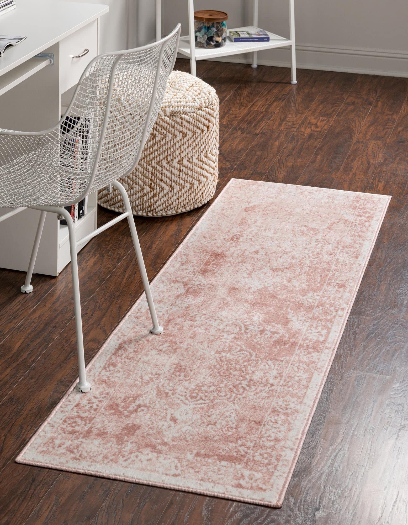 Unique Loom Oxford Collection Area Rug - Bodleian (2' x 6' 1" Runner, Pink/ Ivory)
