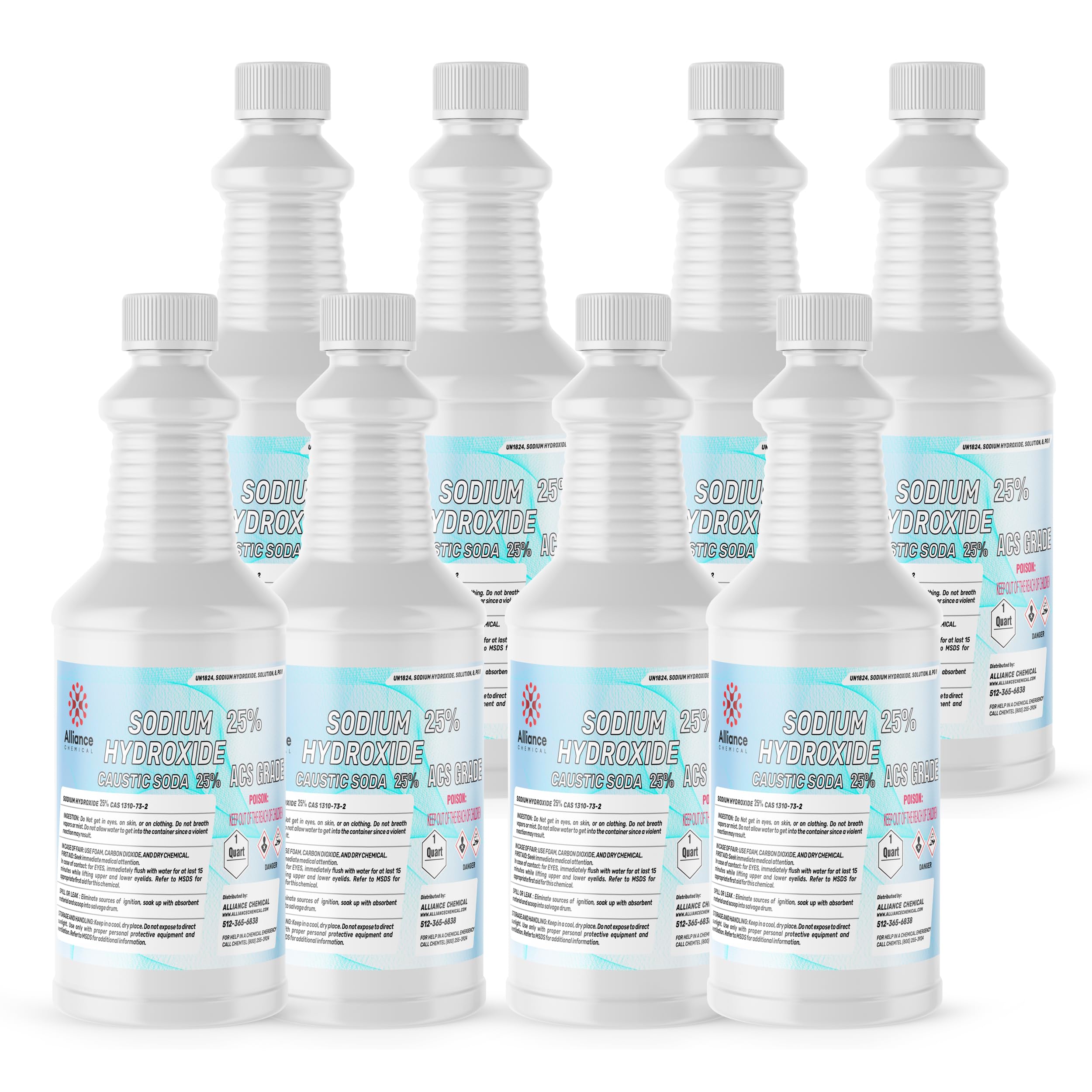 Alliance Chemical Sodium Hydroxide 25% ACS Grade - 8 Quart Bottle - Lye Water Liquid Caustic Soda