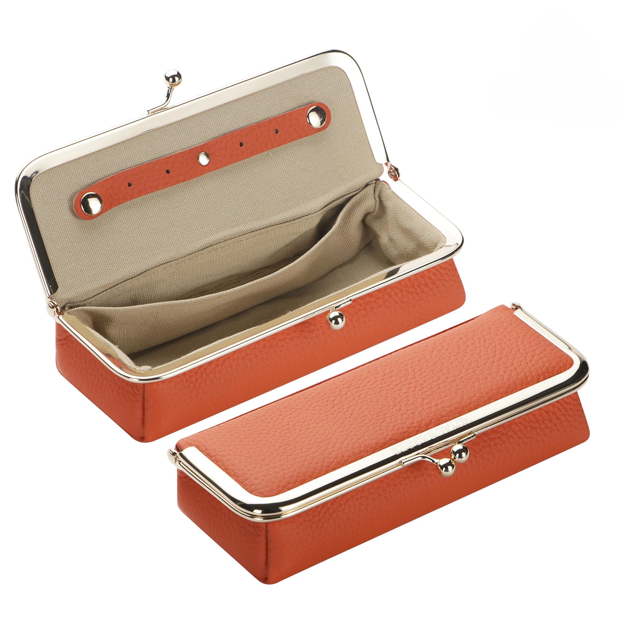 Royal Bagger Genuine Leather Jewelry Box for Women RFID Blocking Organizer Kiss Lock Coin Purse Glasses Case 4135