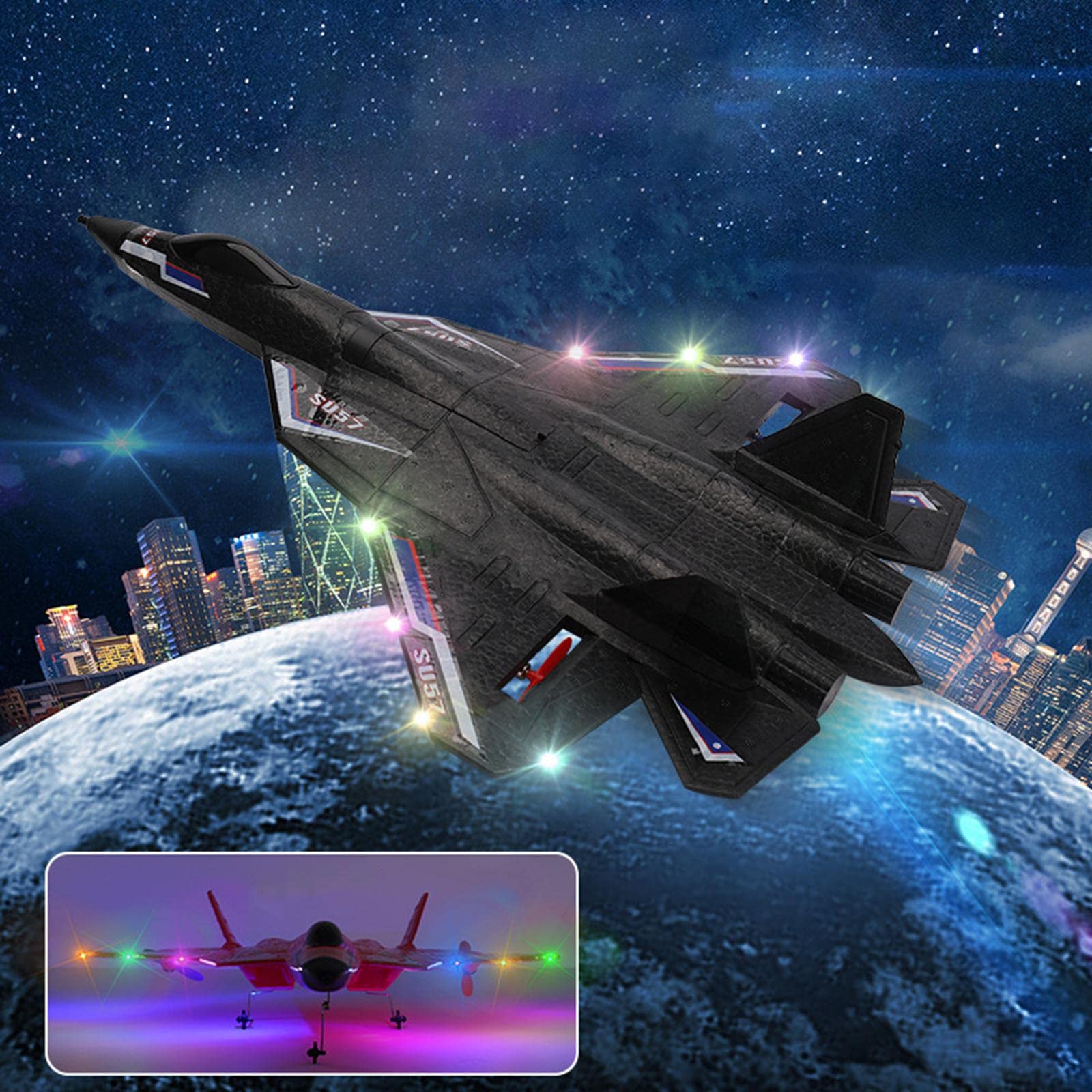 Avión Teledirigido, Avión RC de Espuma, Receptor de Control Remoto, Planeador, Versátil, Función Motorizada, Material Flexible, Negro