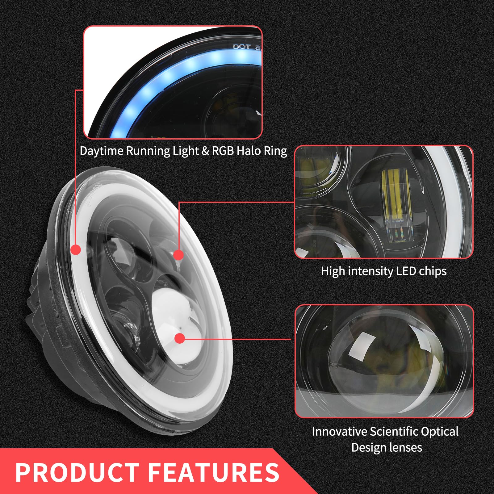Dreamizer Tail Light DREAMIZER 7 Zoll LED Scheinwer Produktbild-Vorschau 2